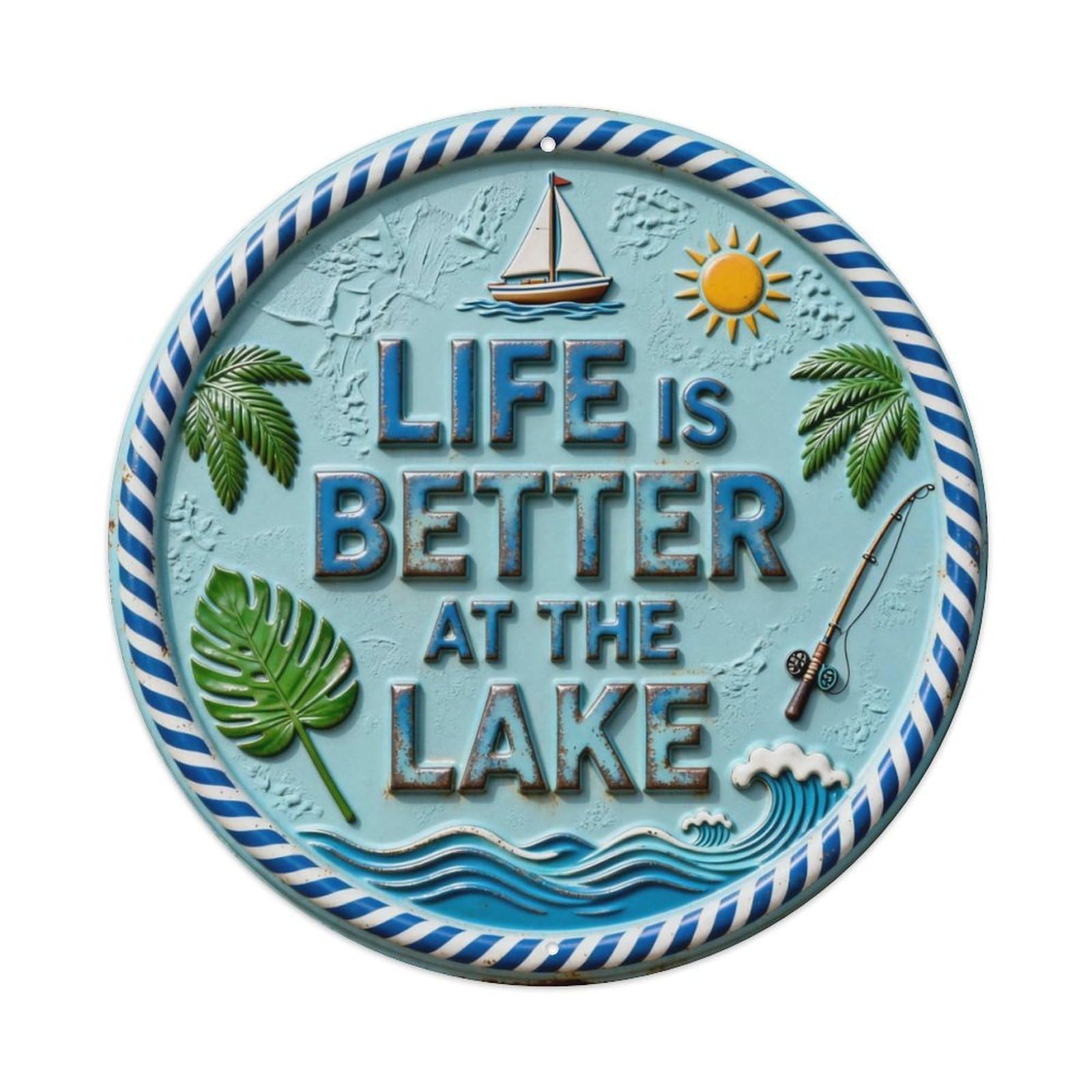 LIFE IS BETTER AT THE LAKE Metal Tin Sign Plaque