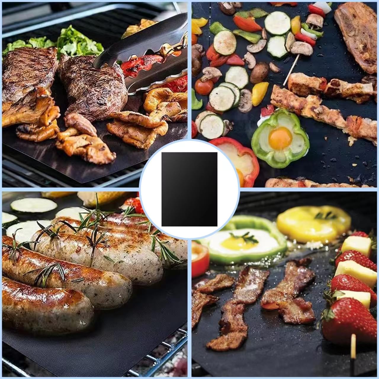 4 tappetini per barbecue, antiaderenti, riutilizzabili