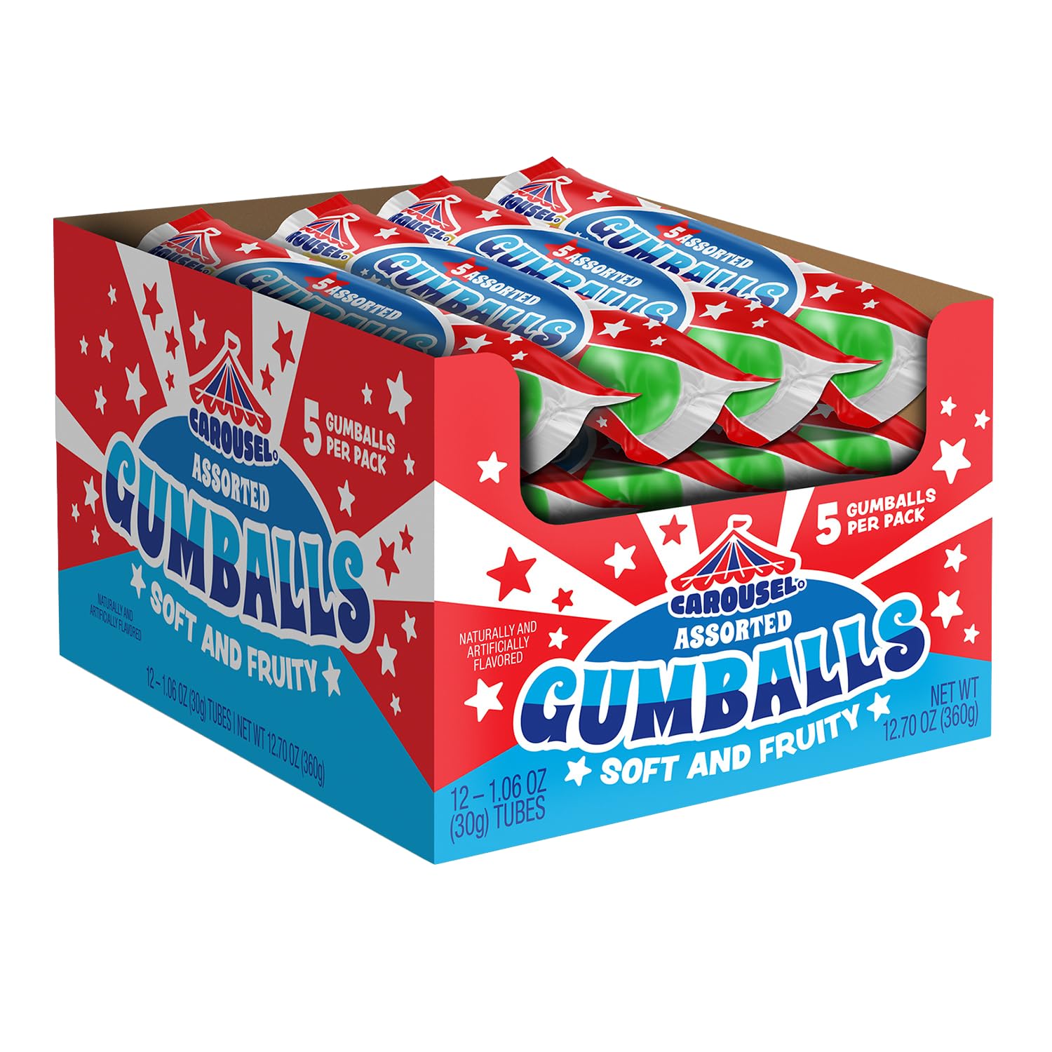 Carousel Assorted 1 Inch Gumballs - Perfect for Gumball Machine Refills - 2lb Bag