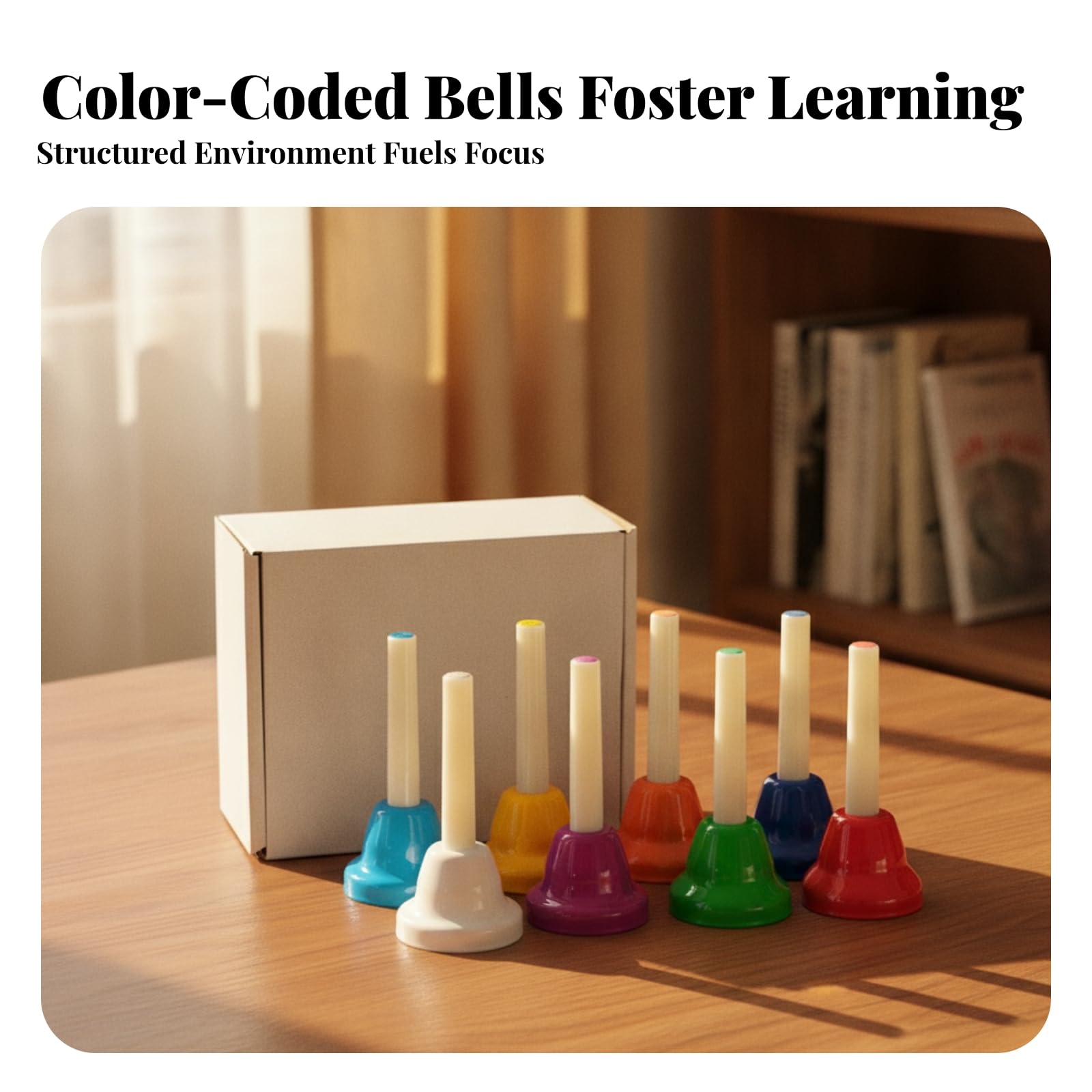 Campana musicale da scrivania per bambini, strumento a percussione con pennarelli colorati per il riconoscimento delle note, adatto per lezioni di musica all'asilo, L