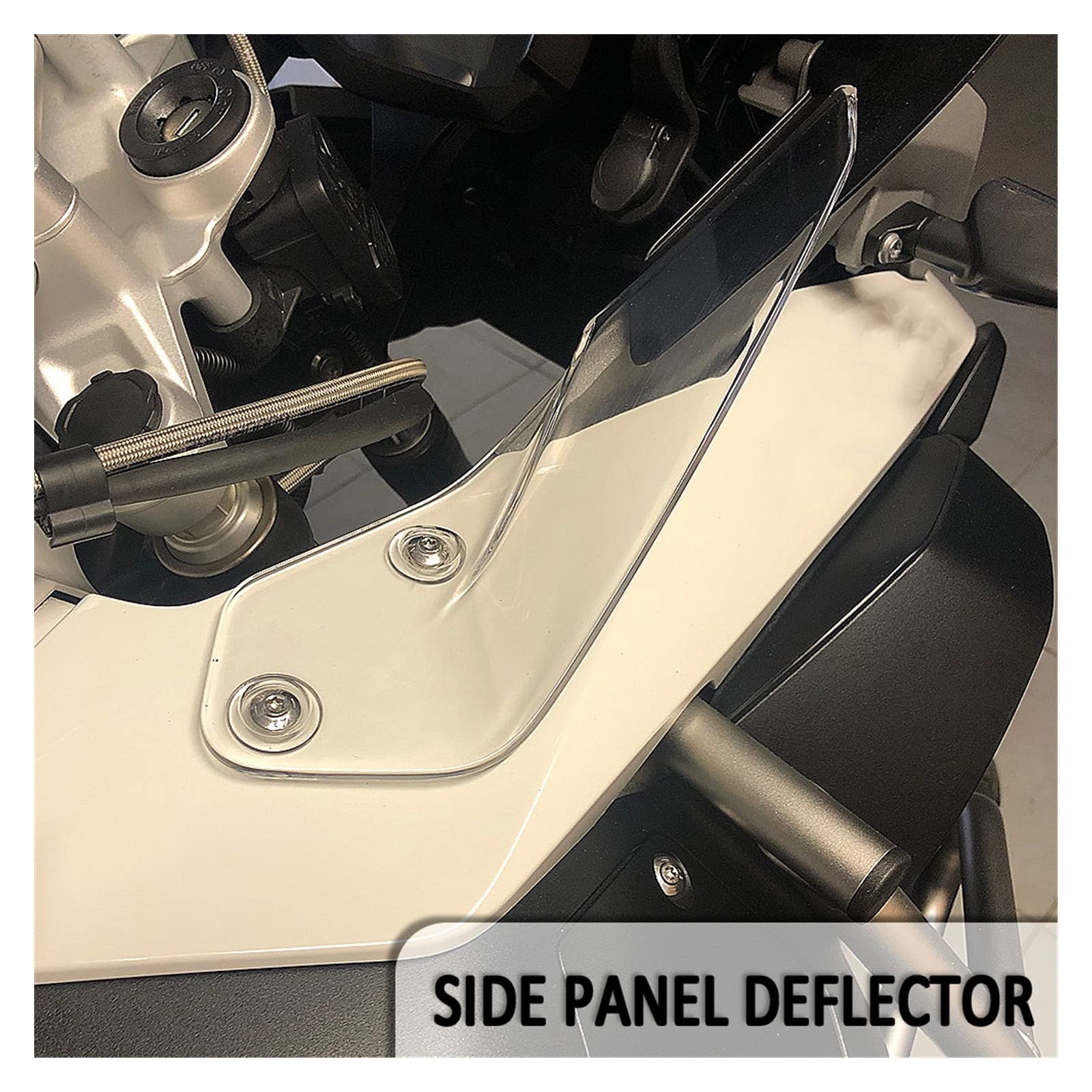 Zhaomystic Pare-Brise Latéral Déflecteur Vent Panneau Pare-Brise pour BMW R1200GS / R1250GS (Noir, Clip-on, Motocyclette, Moderne)