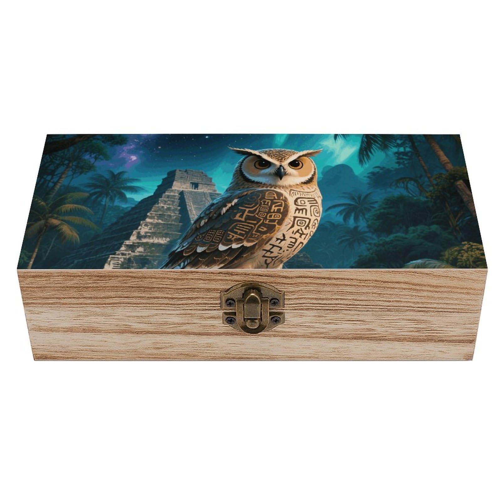 FodPand Decorative Keepsake Box Wooden Storage Boxes with Hinged Lid Handmade Maya Owl Wood Organizer Memory Treasure Box for Jewelry Craft Card Photo Storage Wedding Bridal Shower Gifts