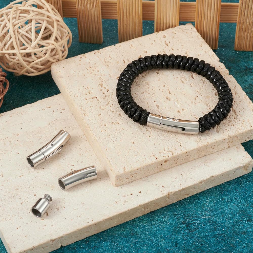 Lot de 10 à 20 fermoirs à baïonnette en Acier Inoxydable, Trous de 3/4/5/6 mm, fermoirs à Pression pour Bracelets en Cuir, Accessoires de Fabrication de Bijoux