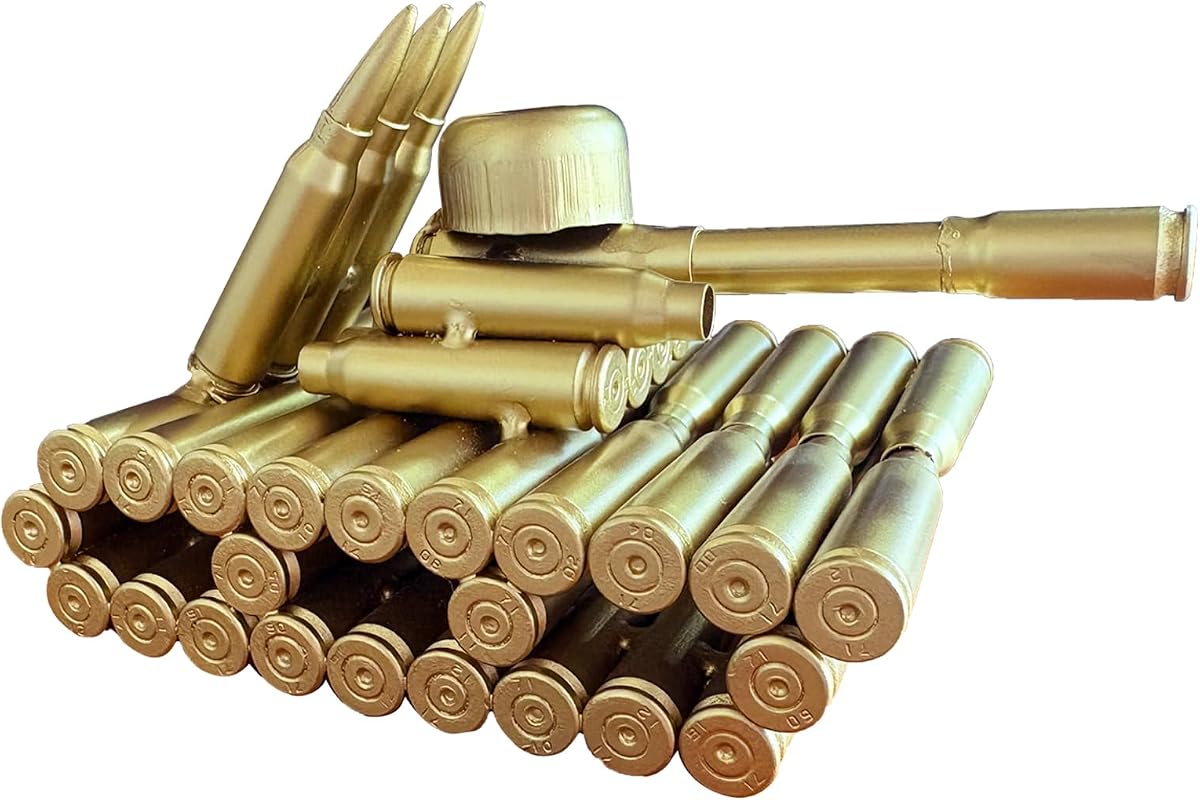 Bullet Shell Style Tank Model – Handmade Metal Military Tank Sculpture for Desk & Home Decoration, Rustic Veteran Gift for Dad, Man Cave, or Gun Room Display(95 Tank)