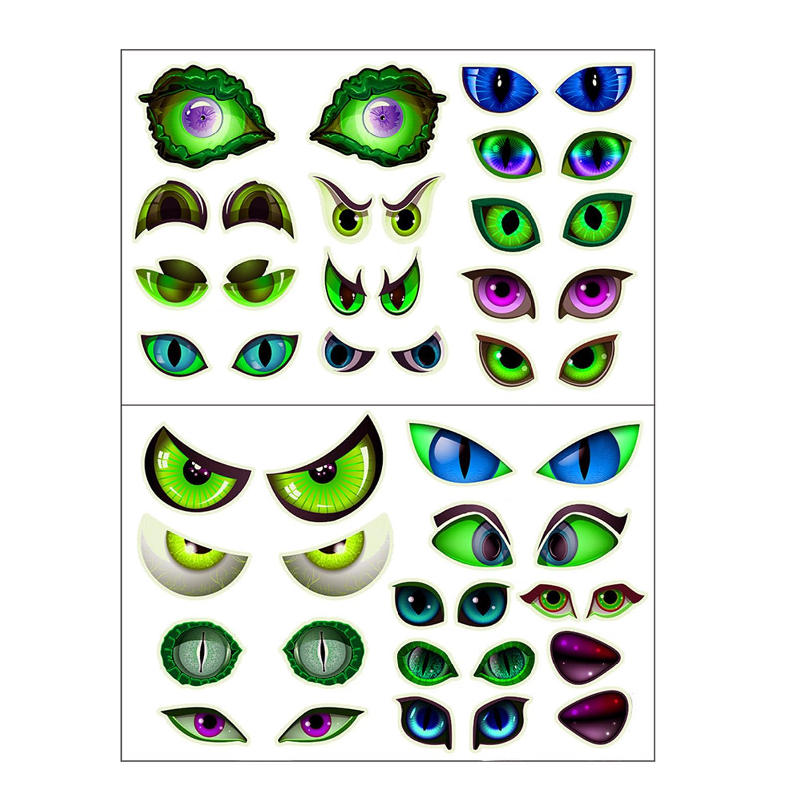 Fluorescent Halloween Eyes Wall Sticker, No Tools Needed Adhesive PVC Decors for Home & Parties Auto Adhesive Halloween Glowing Eyes Wall Decals