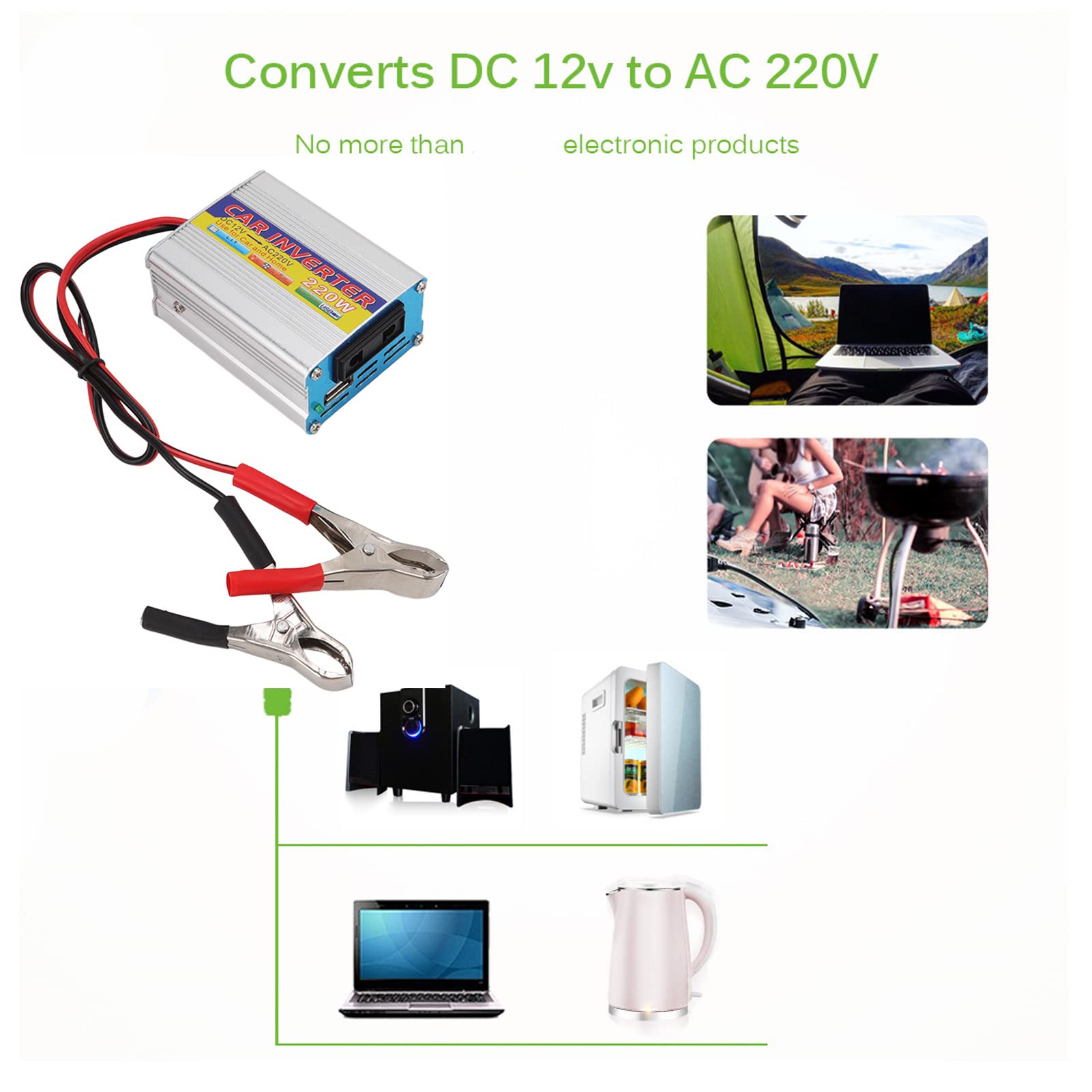 Marhynchus Kit de Panel Solar de 40W DC12V a 220V 220W Kit de Cargador Solar con Puertos USB Duales para Acampar Al Aire Libre Cas de Senderismo Casas