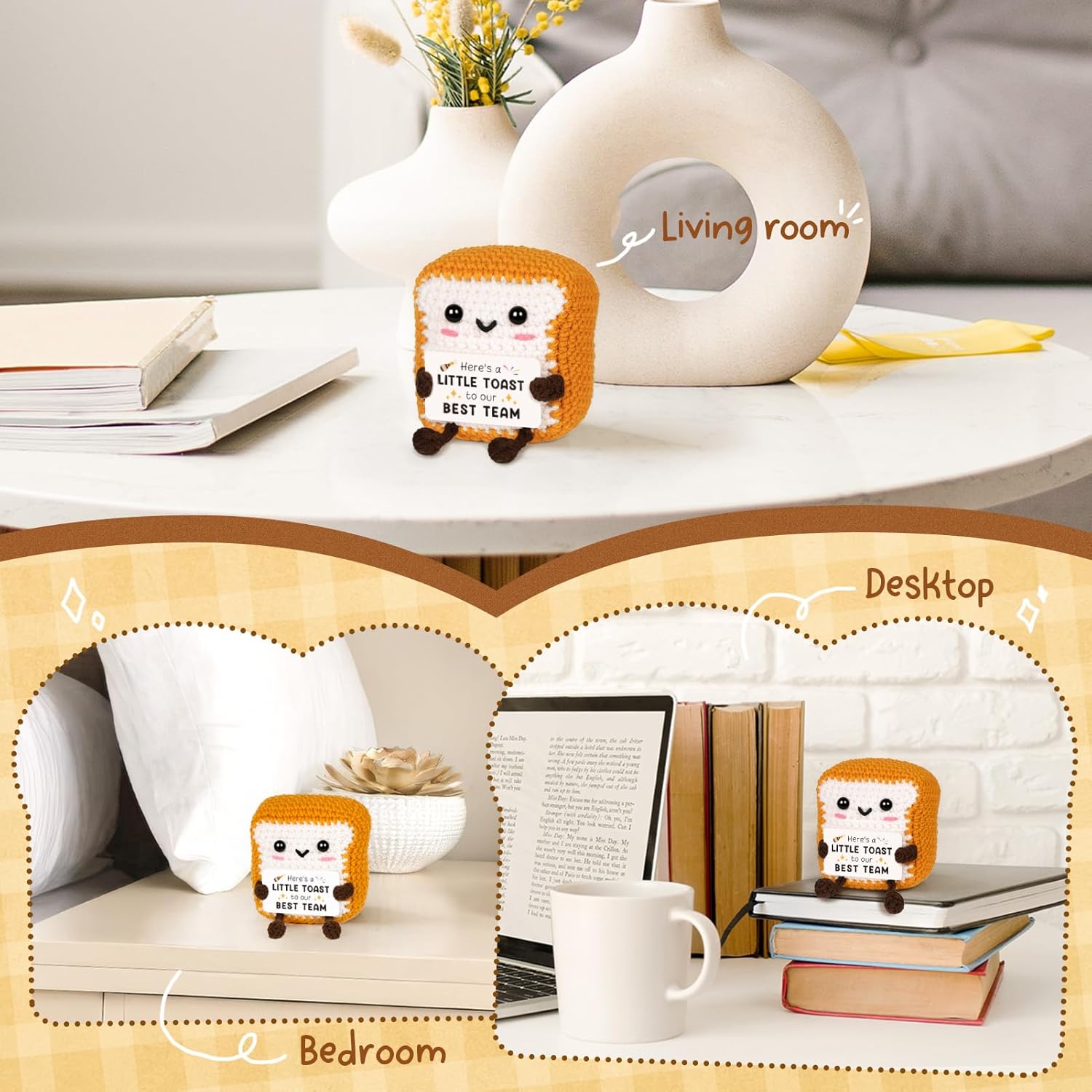 Funny Crochet Toast for Her Him, Positive Employee Appreciation Gifts for Team, Teamwork Best Team Gifts Christmas for Coworkers Colleagues Employees, Inspirational Office Decor Desk Decor - Image 5