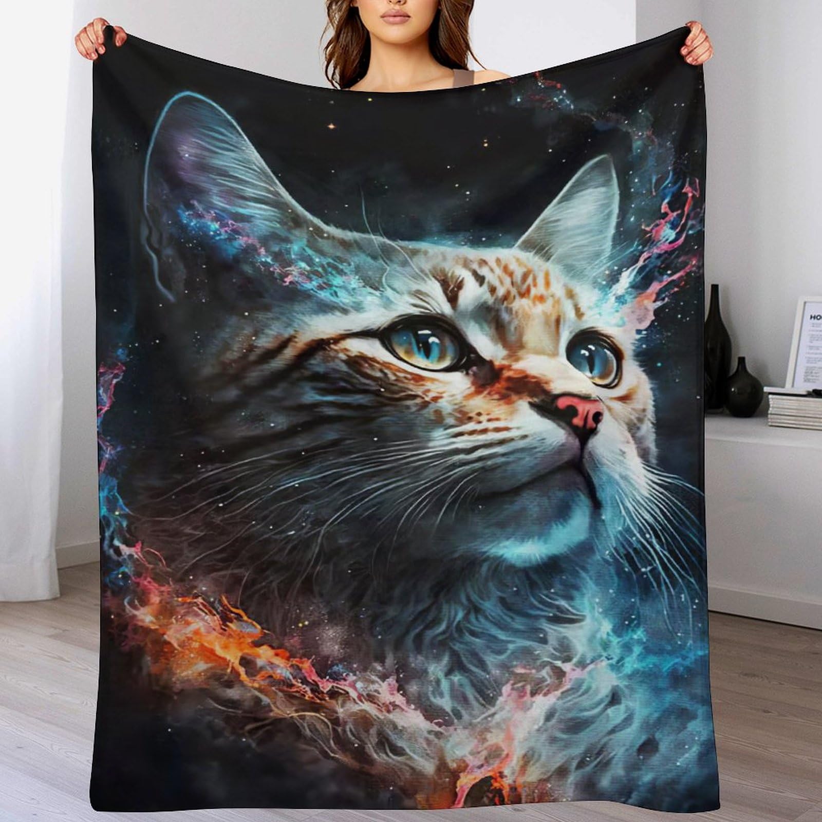 Couverture plaid polaire chat 100x130 cm jeté de lit doux et léger toutes saisons