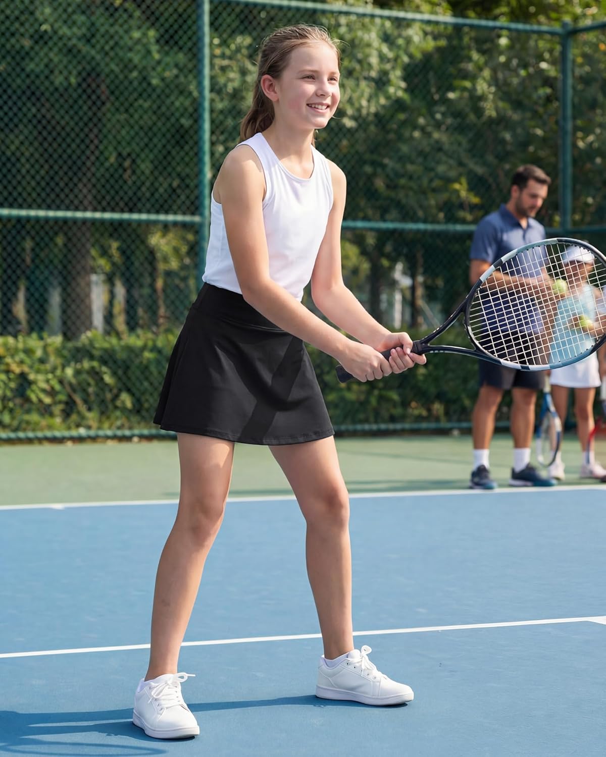 Stelle Girls Tennis Skirts Golf Athletic Skorts Stretch Adjustable Waist Ruffle Skirt Pocket - Image 2