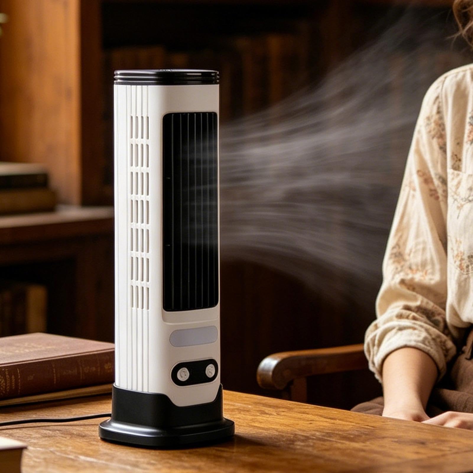 USB-Ventilator zum Aufladen des Schlafzimmers – Tragbares persönliches Mini-Schreibtisch-Belüftungswerkzeug, 5 Geschwindigkeiten, flüsterleise Luftturbine, kabellos, wiederaufladbar