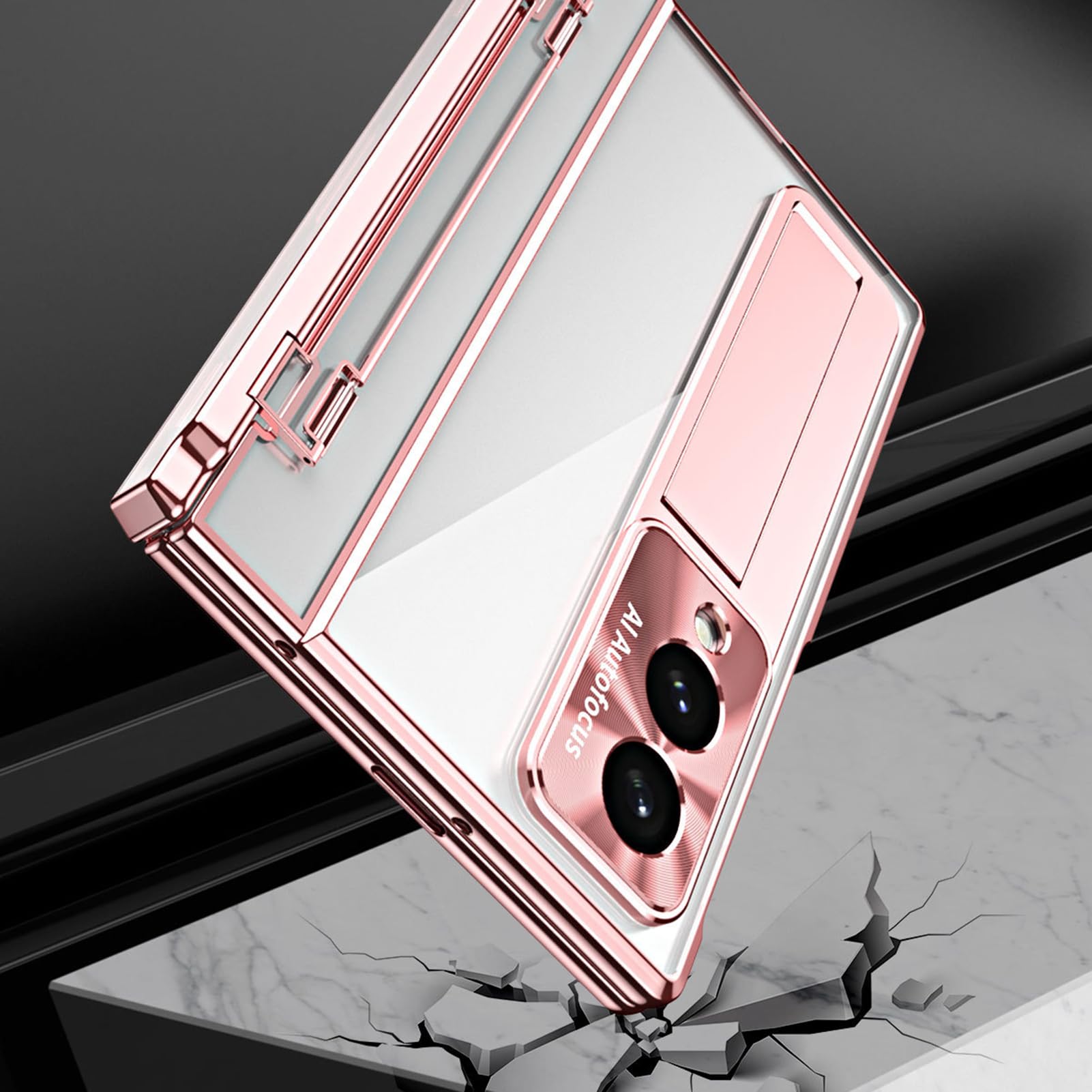 Staffa Caso Per Samsung Galaxy Z Fold 8, Placcatura Cerniera Trasparente | Proteggi Schermo Resistente ai Graffi Fotocamera Guscio Anti Ingiallimento Leggero PC Copertura