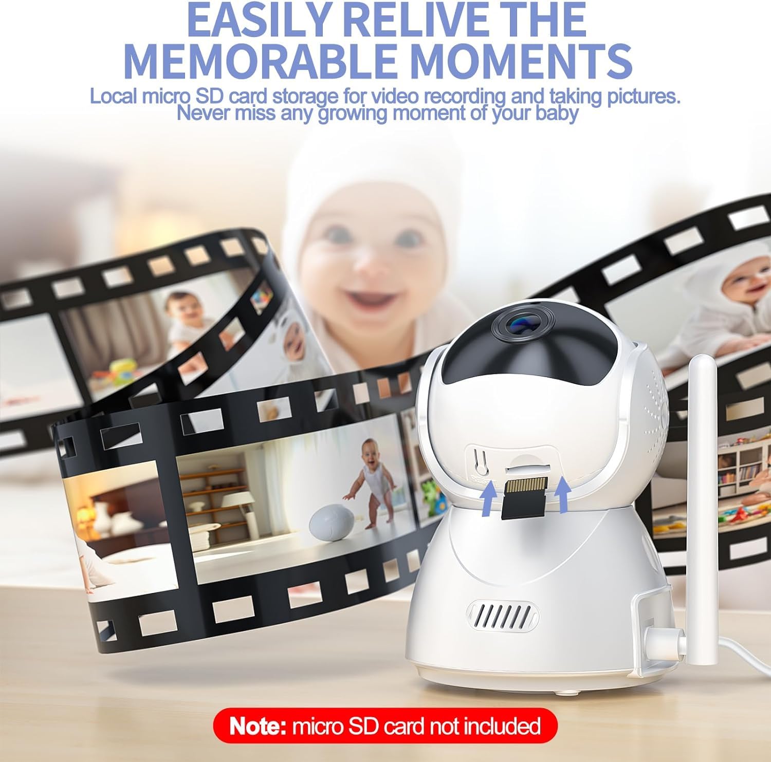OBVHNUA Babyphone Camera Bébé 2,8 720P LCD Moniteur Vidéo 1500mAh USB-C Baby Phone avec Zoom Numérique VOX Vision Nocturne Communication Bidirectionnelle Capteur de Température 8 Berceuses 5 Réveil