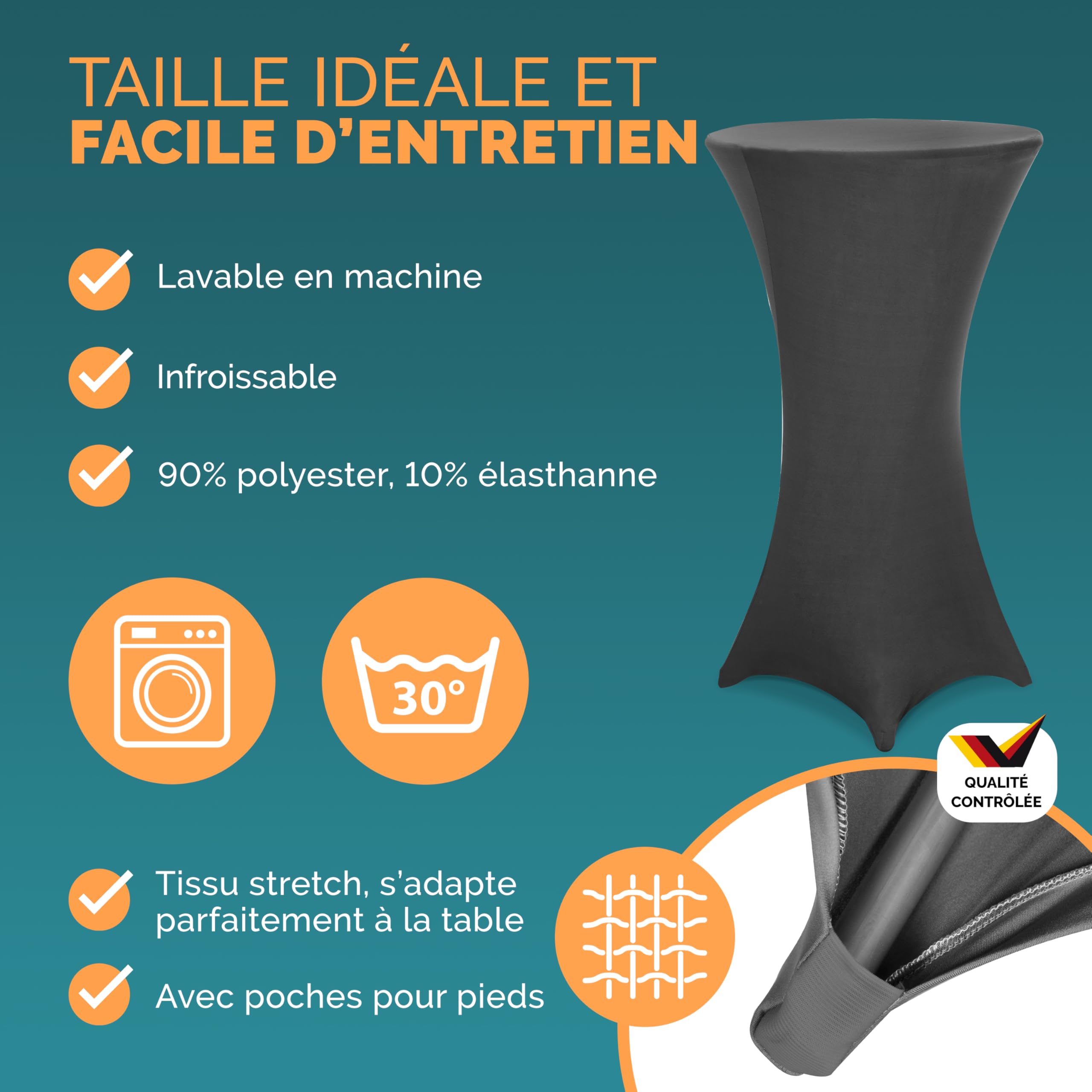 Casaria® Table Haute Pliable avec Housse Anthracite réutilisable Infroissable Mange Debout 110 cm Bar bistrot Jardin Cocktail