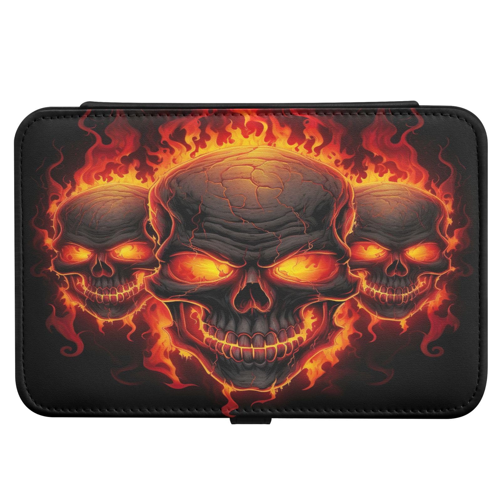 Haskirky Fire Skulls Jewelry Box Portable PU Leather Travel Jewelry Organize for Women Jewelry Storage Display Holder for Ring, Necklace, Earring