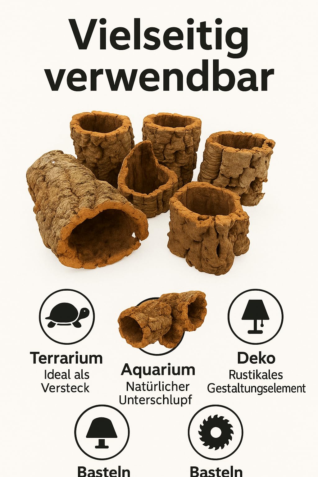 Korkröhren gemischt 2kg (ca.5-7 STK.) – Natur Korkröhre für Terrarium, Aquarium & Deko – Versteck & Kletterhilfe für Reptilien und Nager
