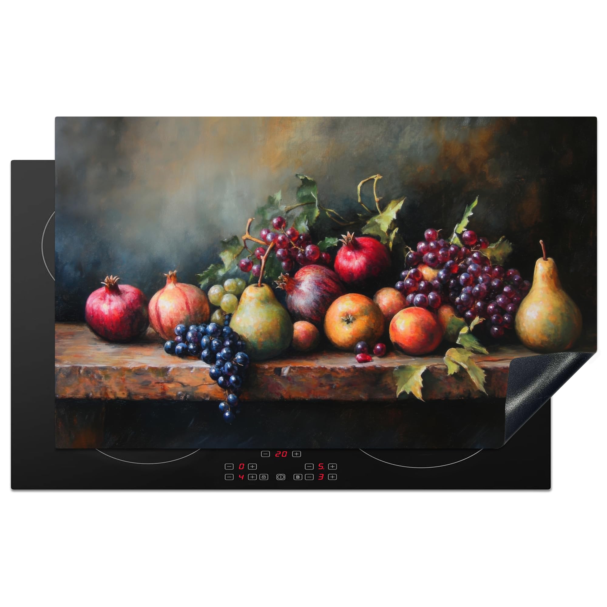 KitchenYeah© Induction Hob Cover Protector Mat 20.5"x33.5" / 85x52 cm Kitchen Universal Ceramic Covers for Electric Cookers Vinyl Rustic - Still Life - Fruit