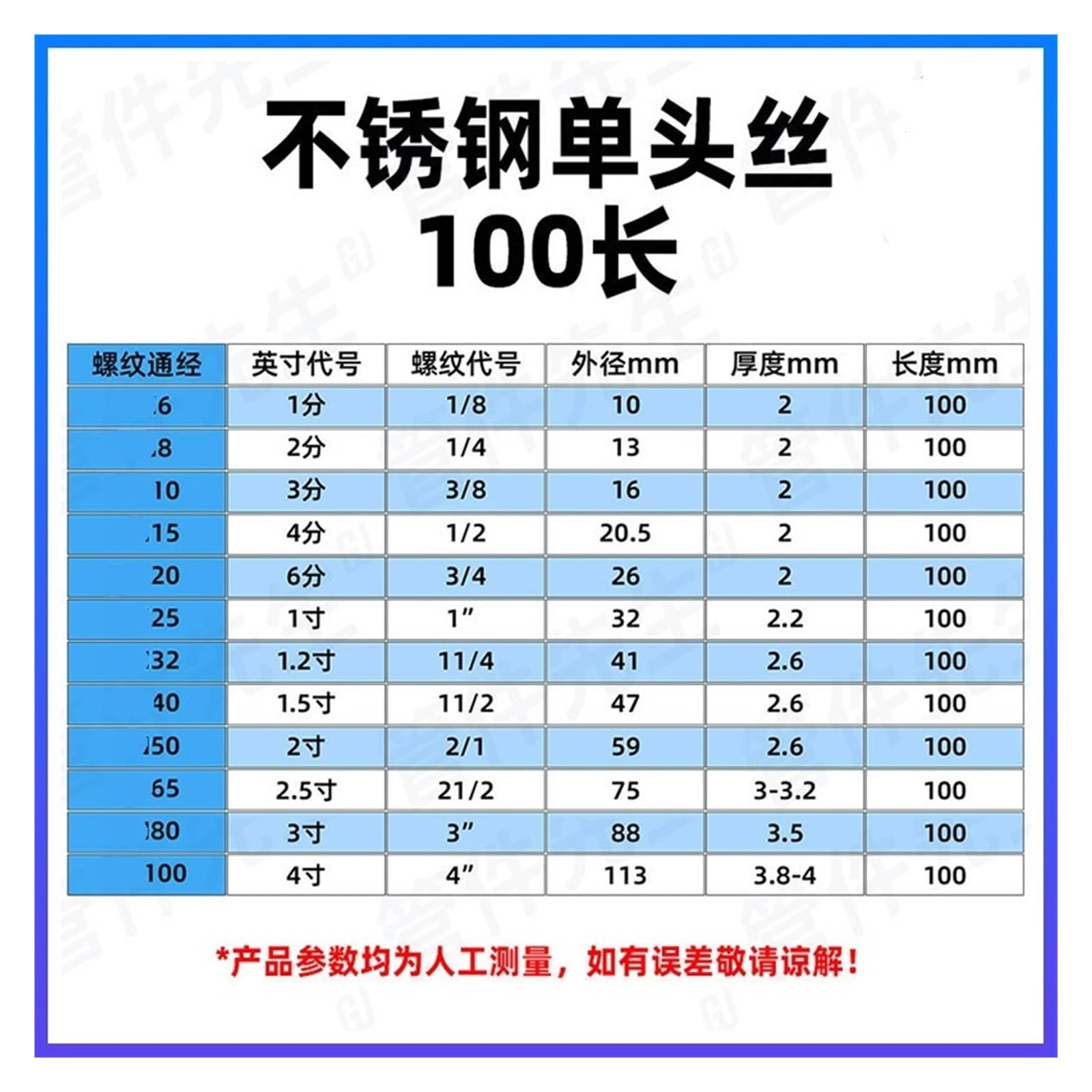 316L Stainless Steel Single Wire 100mm Extended Outer Wire Straight Through Water Pipe Round Pipe Direct Welding Joint 4 Minutes 6 Minutes 1 Inch Seamless Pipe(G3) Fittings