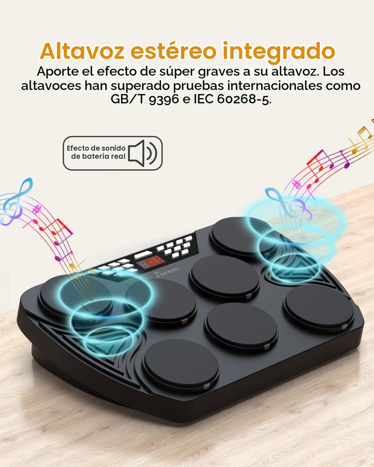 Batería Electrónica, Tambor Digital Enrollable Portátil con Panel Digital Altavoces Integrados Soporte de Conexión de PC, Regalo ideal para Adolescentes y Principiantes Adultos