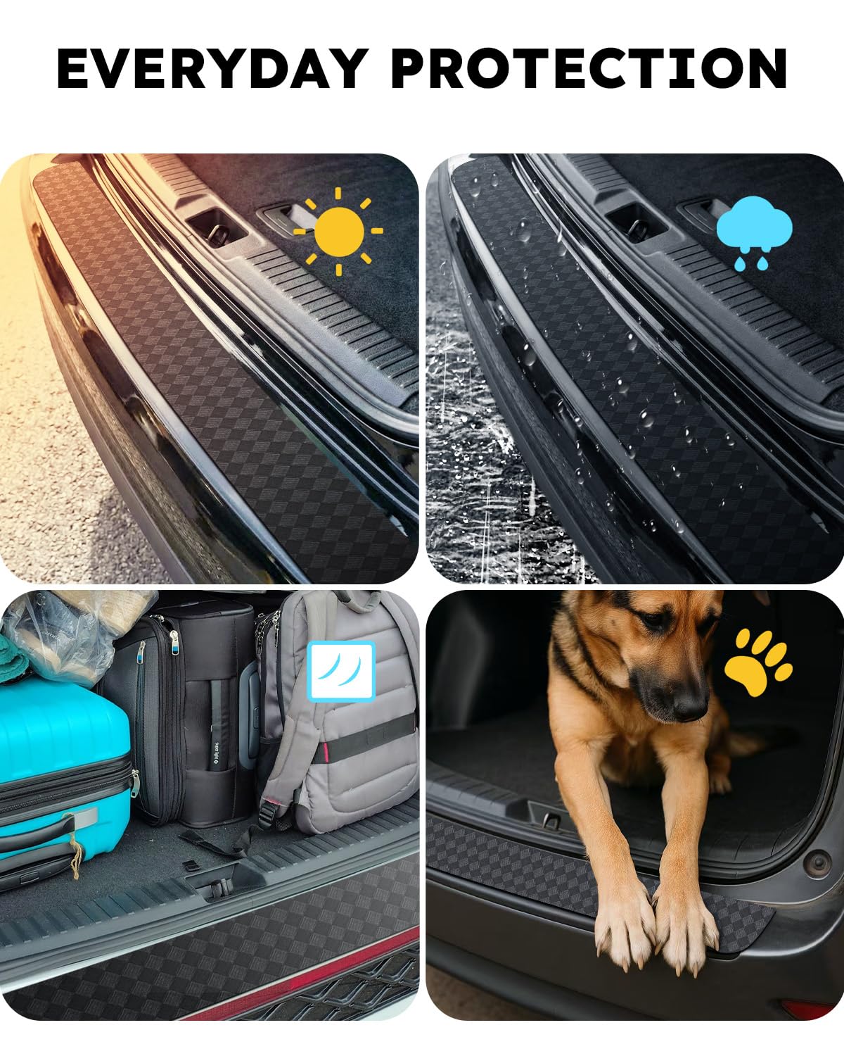 CDEFG Compatibile con VW Taigo 2021-2025, protezione antigraffio per bagagliaio, autoadesiva, in fibra di carbonio, pellicola protettiva per paraurti, accessorio
