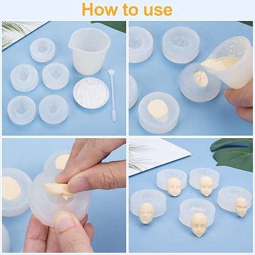 Miniatura 3 de PAGOW 5 moldes de silicona para cara humana para bricolaje pastel de chocolate, fondant, galletas, pudín de azúcar, caramelo duro, postre, vela,