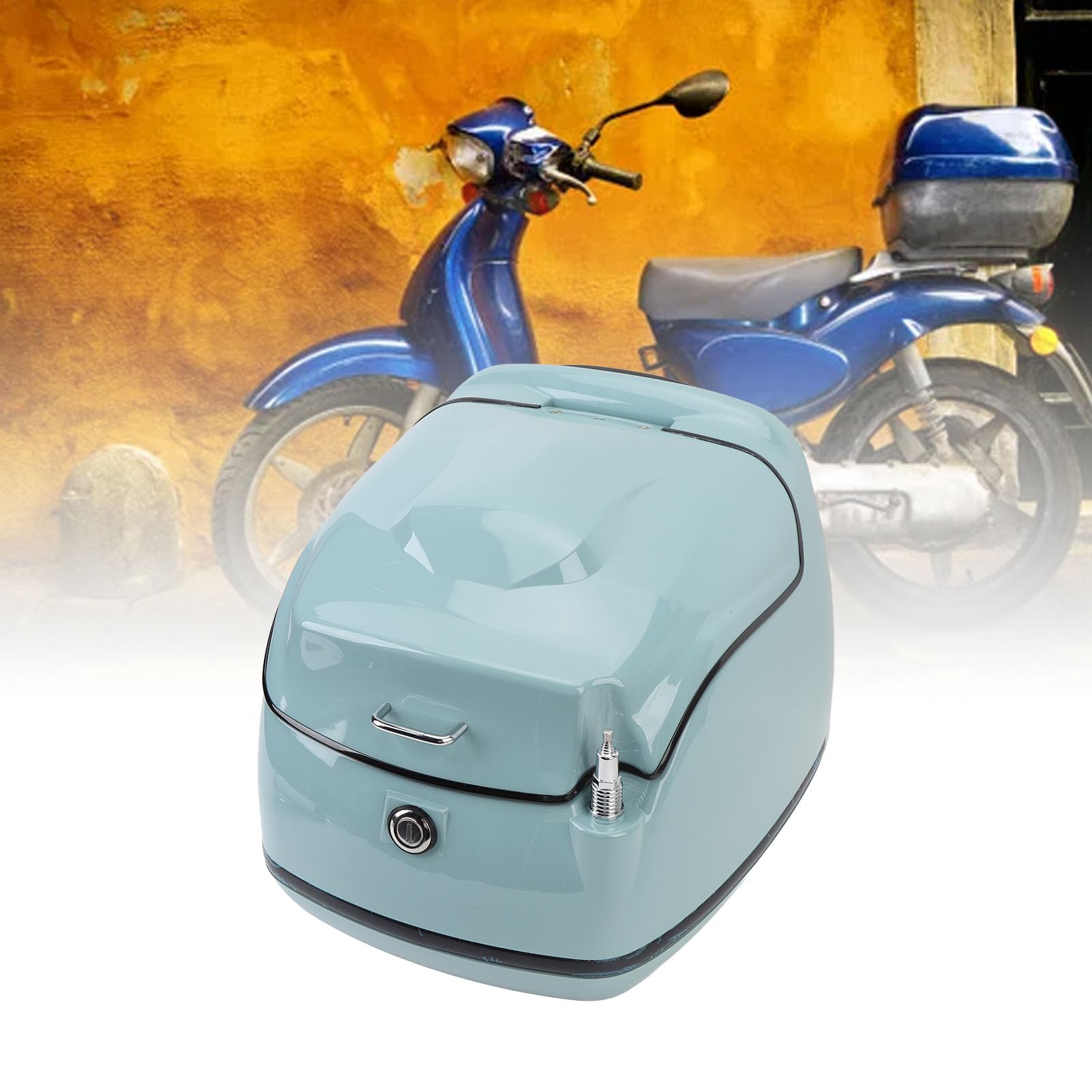 Zerodis Top Box Mallette de Rangement Arrière ABS 38L Coffre Universel avec Serrure à clé Protection Contre l'eau Design Rétro pour Motos et Scooters électriques Transports Voyage Rangement pour