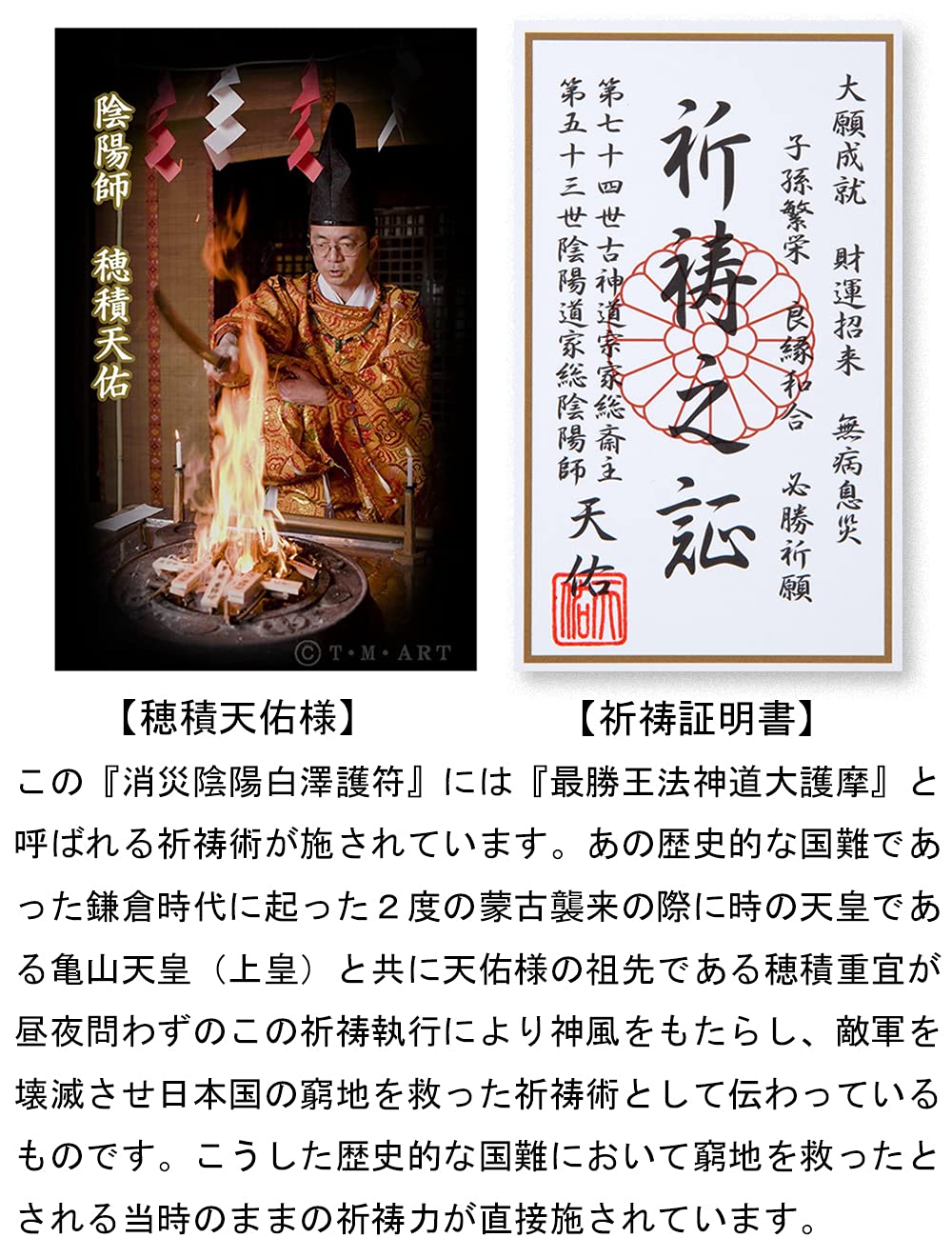 Amazon.co.jp: 疫病退散祈願『消災陰陽 白澤護符』 白澤（はくたく）は