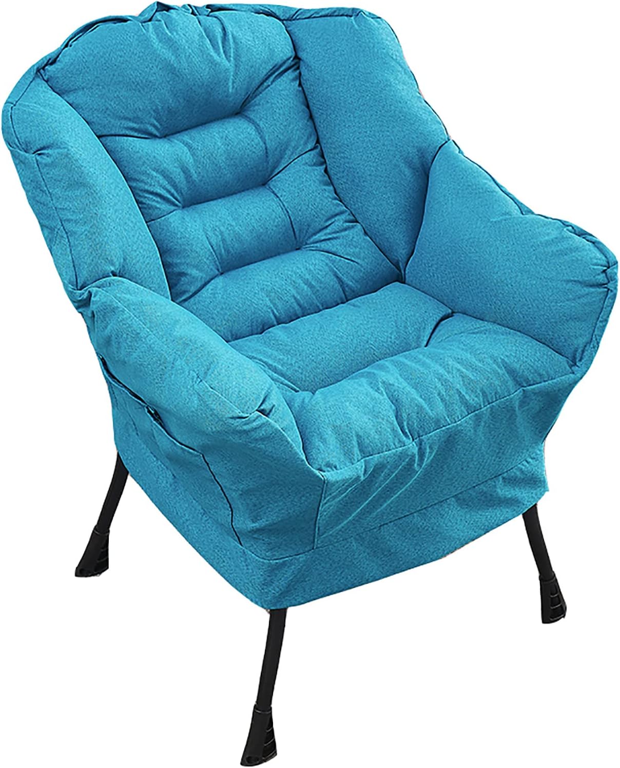 Accent Chair Living Room Chair Lazy Chair Contemporary Lounge Sofa Chair Extra-Thick Upholstered Seat with Side Pocket Home Bedroom Studio Sofa (Blue)