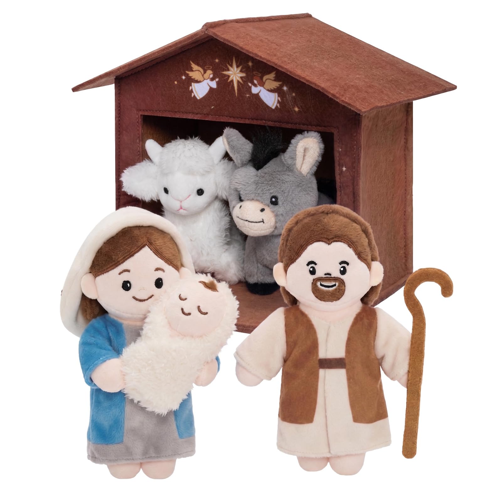 OUOZZZ Plush Nativity Set for Kids - Soft Baby Jesus Manger Scene Toy