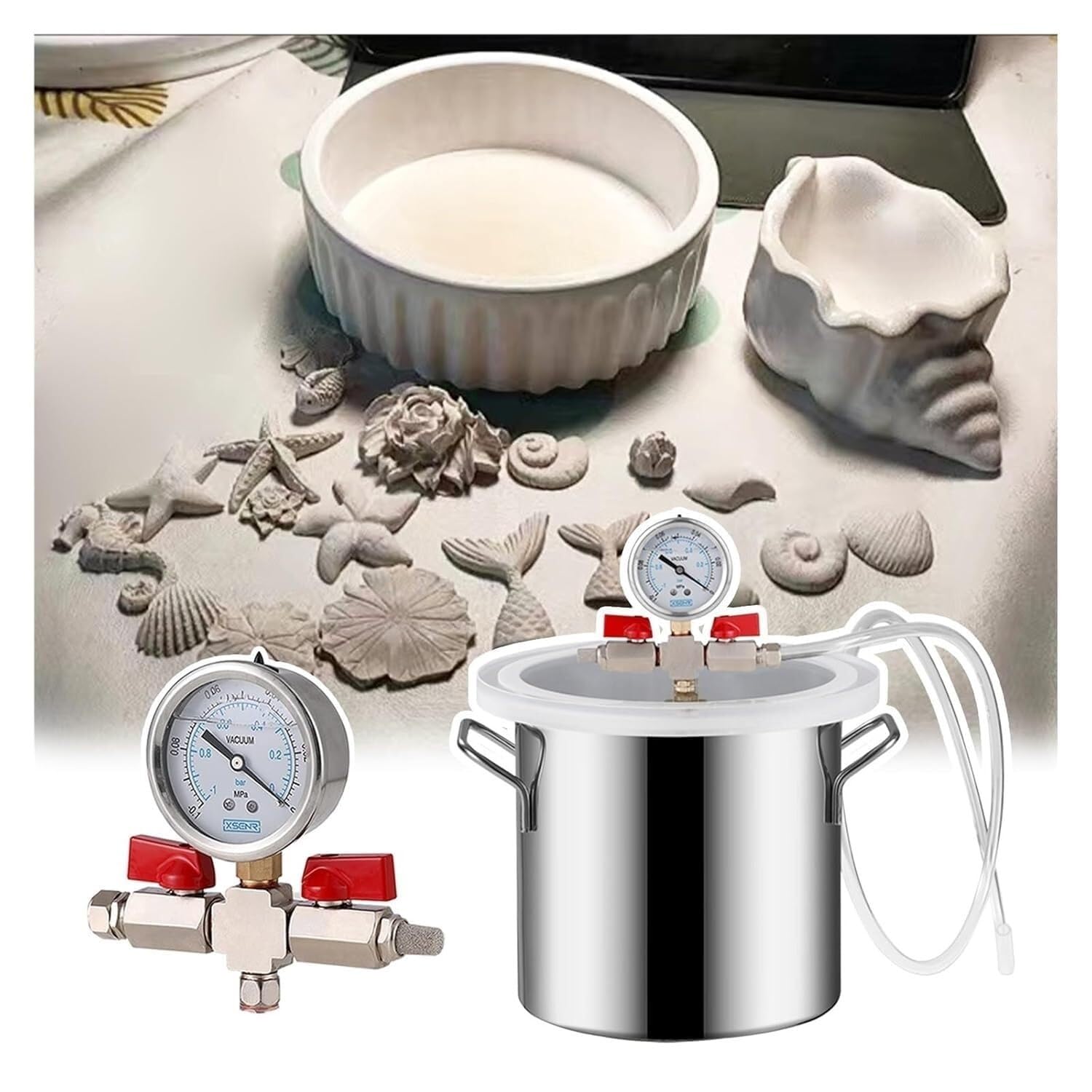 Epoxy Resin Vacuum Chamber Kit， Vacuum Degassing Chambers for Stabilizing Wood Essential Oils, Without Pump(35L/9Gal)