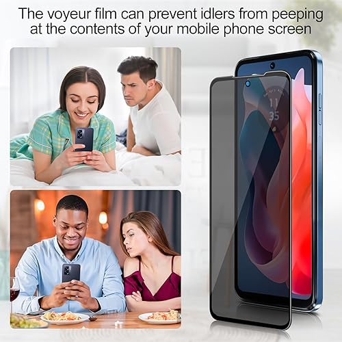 Miniatura 9 de Paquete de 2 protectores de pantalla de privacidad para Motorola Moto G Play (2023) vidrio templado antiespía, Ultra HD, antiarañazos, sin burbujas,