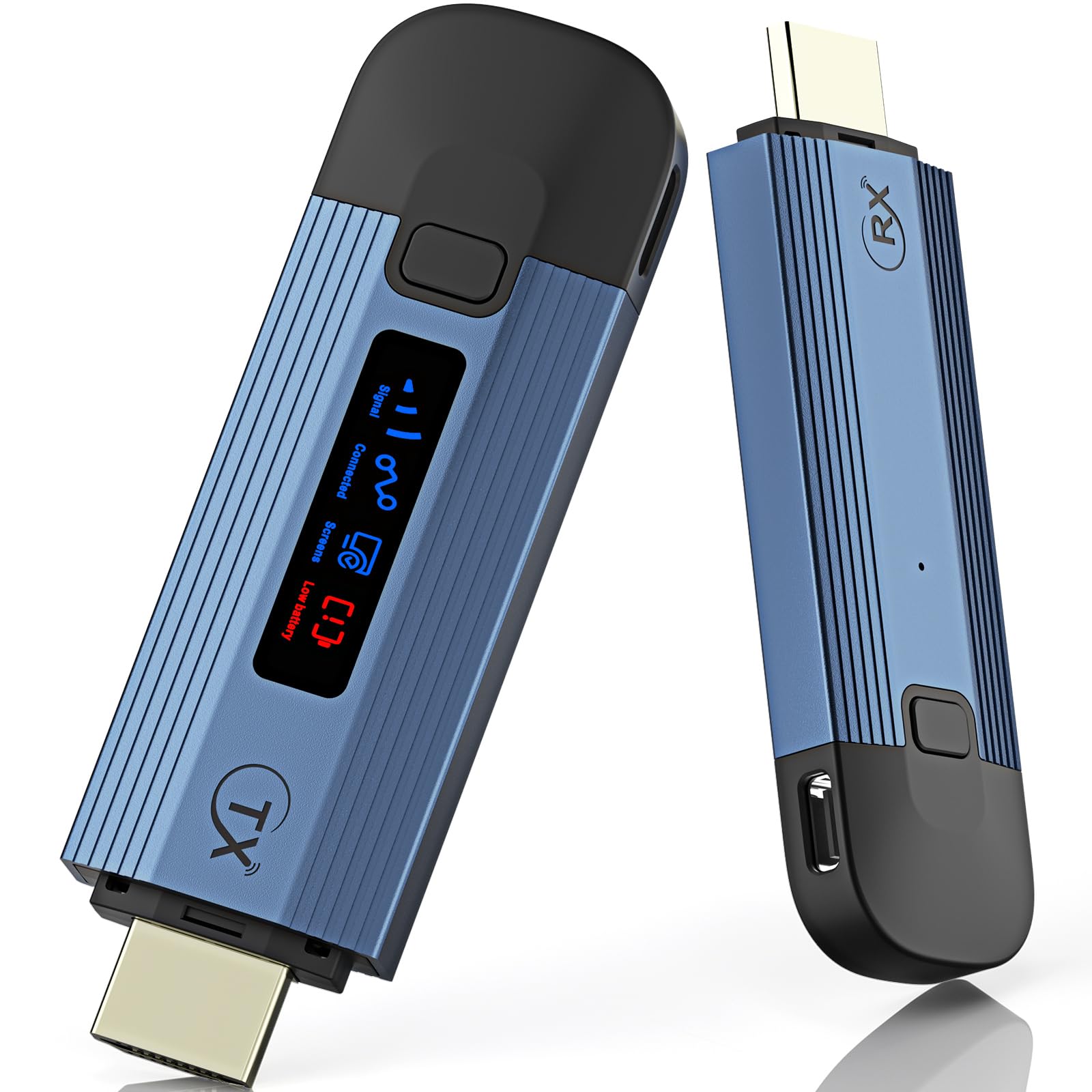 Bezprzewodowy nadajnik i odbiornik HDMI 4K, Plug & Play, przenośny, bezprzewodowy przedłużacz HDMI, metalowa obudowa z ekranem LED, bezprzewodowy transmiter HDMI i odbiornik, strumieniowe przesyłanie