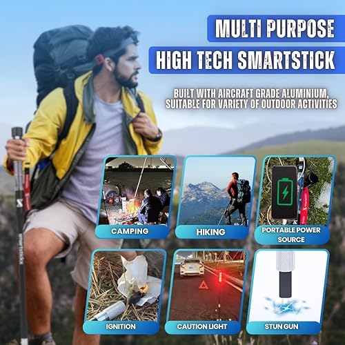 Miniatura 2 de Pistola de aturdimiento táctica para personal de autodefensa, 2 modos de luz LED brillante, aluminio de grado militar, puerto de carga