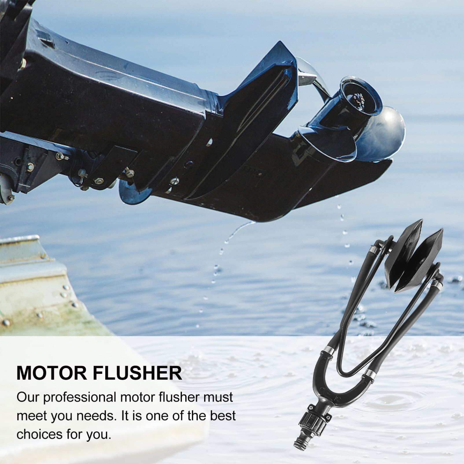 ifundom Boot Motorreiniger Dual Feed Spülanschluss Wasser Spülohren für Außenbordmotoren Motorreinigungswerkzeug mit Beschichtetem Federstahlrahmen