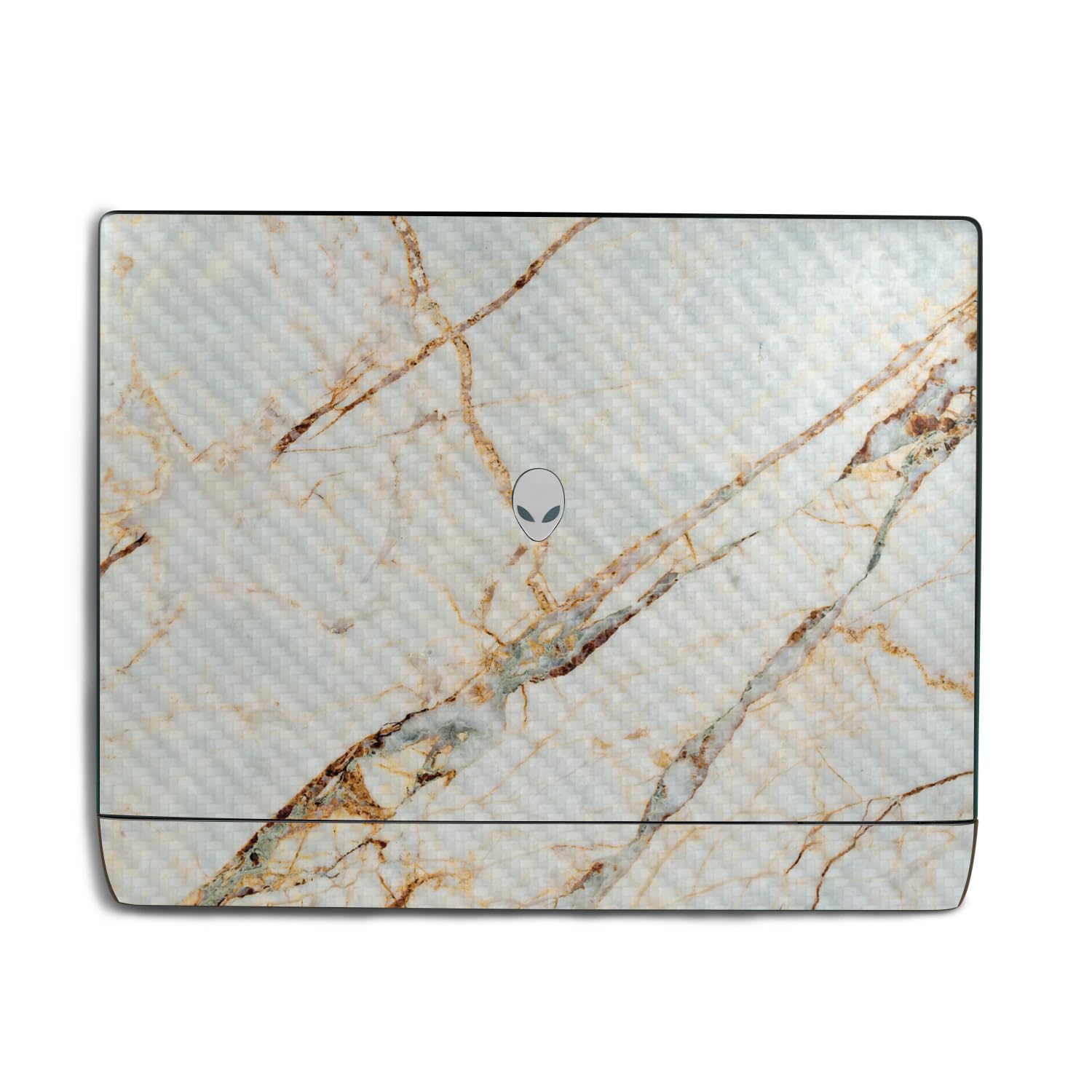 Carbon Fiber Laptop Skin Compatible with Alienware 18 Area-51 (2025) - Antique Marble - Premium 3M Vinyl Protective Wrap Decal Cover - Easy to Apply | Crafted in The USA by MightySkins