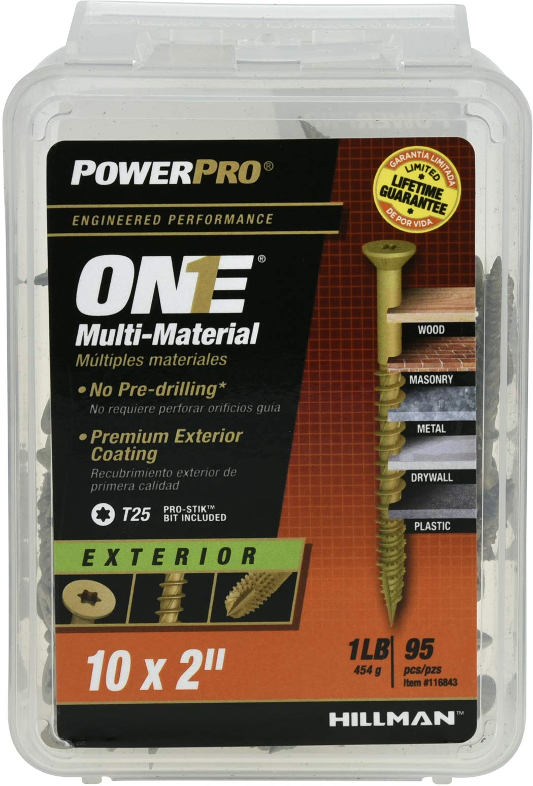 Power Pro One Screws, Flat Head, Bronze Epoxy Coated, #10 x 2-In., 95-Pk. -116843