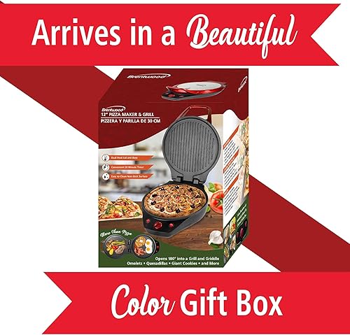 Miniatura 7 de Brentwood TS-124R - Máquina de pizza antiadherente de 12 pulgadas y parrilla con temporizador, color rojo
