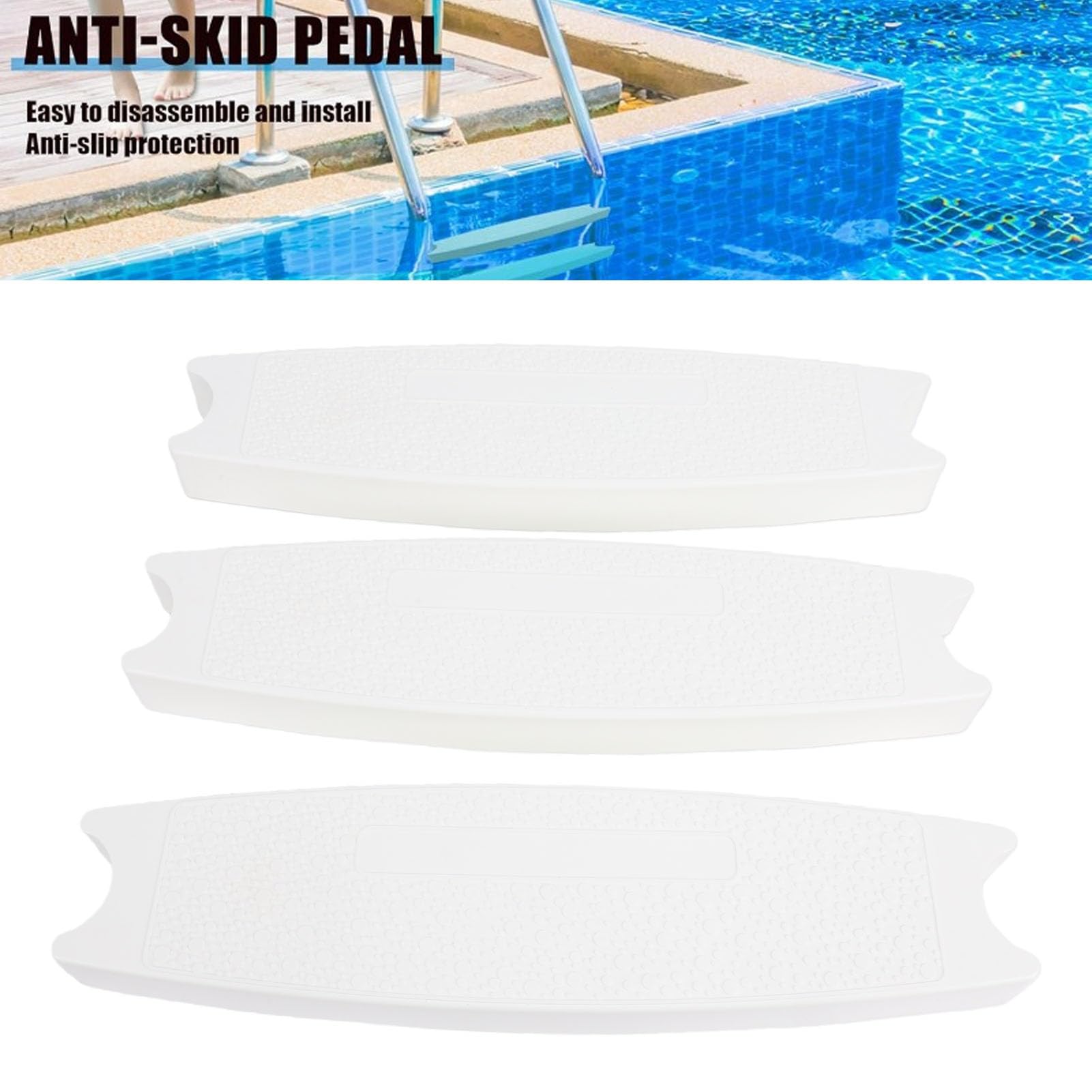 banapoy Marches D'échelle Piscine, 3 Pièces ABS Antidérapantes, Marchepied Remplacement pour Piscines Creusées Hors Sol, Double Face, Installation Facile, Accessoires Piscine