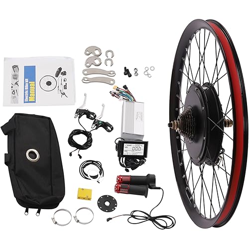 20/26/27.5/29 Inch Ebike Conversion Kit 48/72V 0.75/1/2KW Rear Wheel E Bike Motor Conversion Hub Electric Bicycle Wheel, 9 Speed Rear Wheel Motor Kit with Controller, LCD Display, PAS (No Batteries)