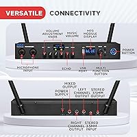 Vista 5 de Sistema de micrófono inalámbrico digital Pyle con Bluetooth - Incluye 2 micrófonos de mano UHF dinámicos, receptor portátil de largo alcance
