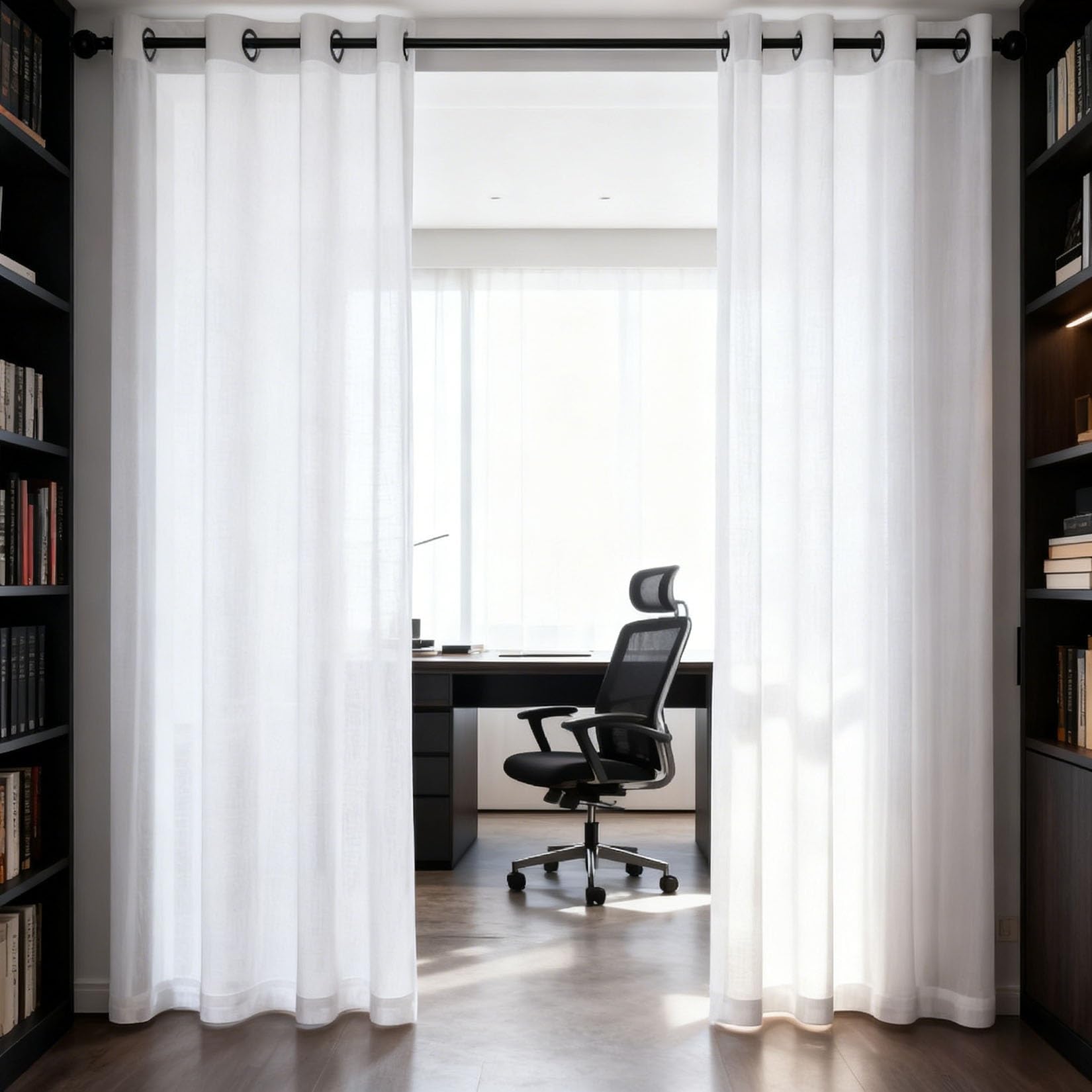 Cortinas modernas de 90 x 235 cm blancas, visillos translúcidos para salón