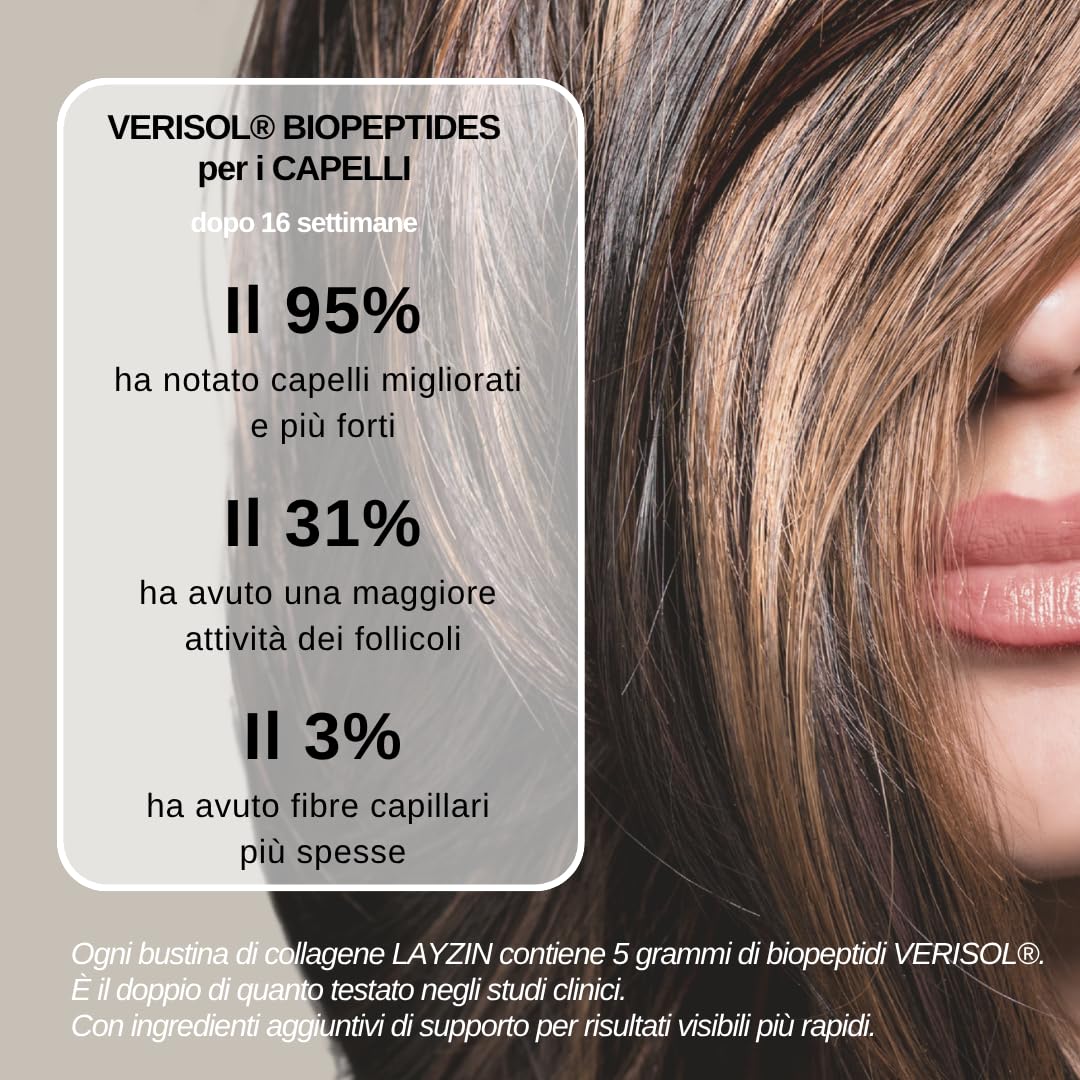 Polvere di Collagene per Donne con Collagene Verisol®, Acido Ialuronico & Vitamina C – Formula Bellezza Anti-Aging per il Ringiovanimento della Pelle e per Capelli & Unghie – 60 Bustine, Unisex