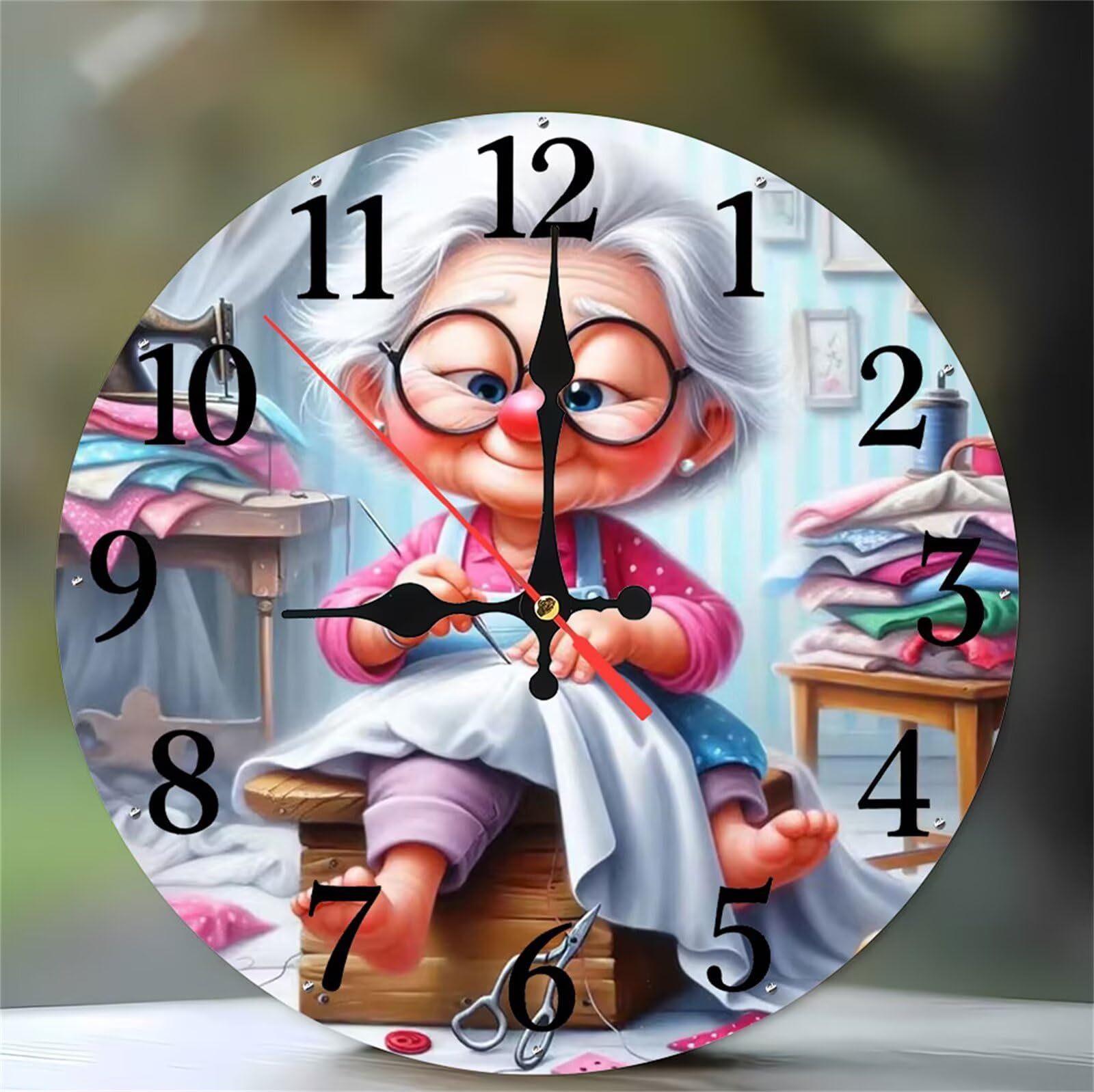 Horloge murale cuisine 12 pouces Mamie Pieds Nus pendule quartz silencieuse