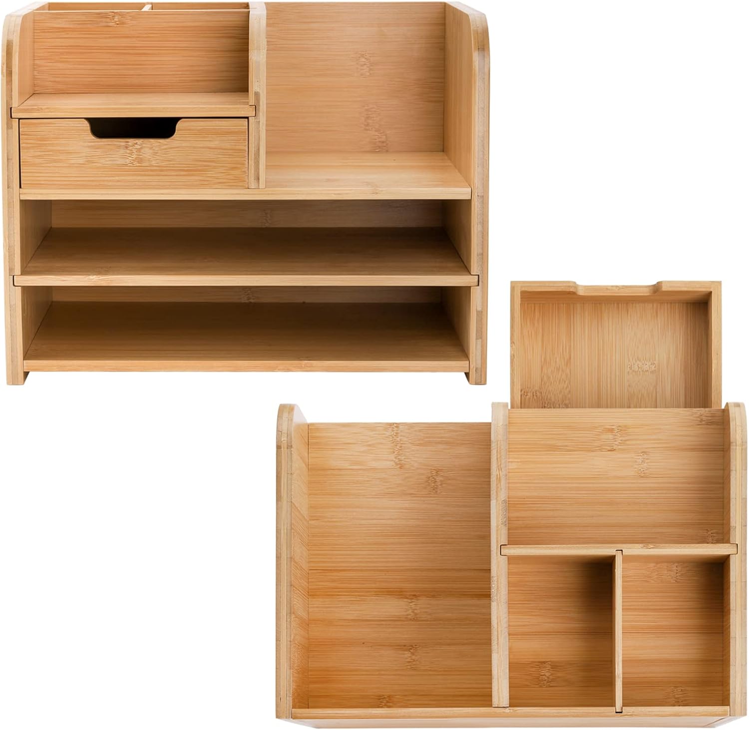 Wood Desk Organizers And Accessories With Drawer, 3-Tier - View #5