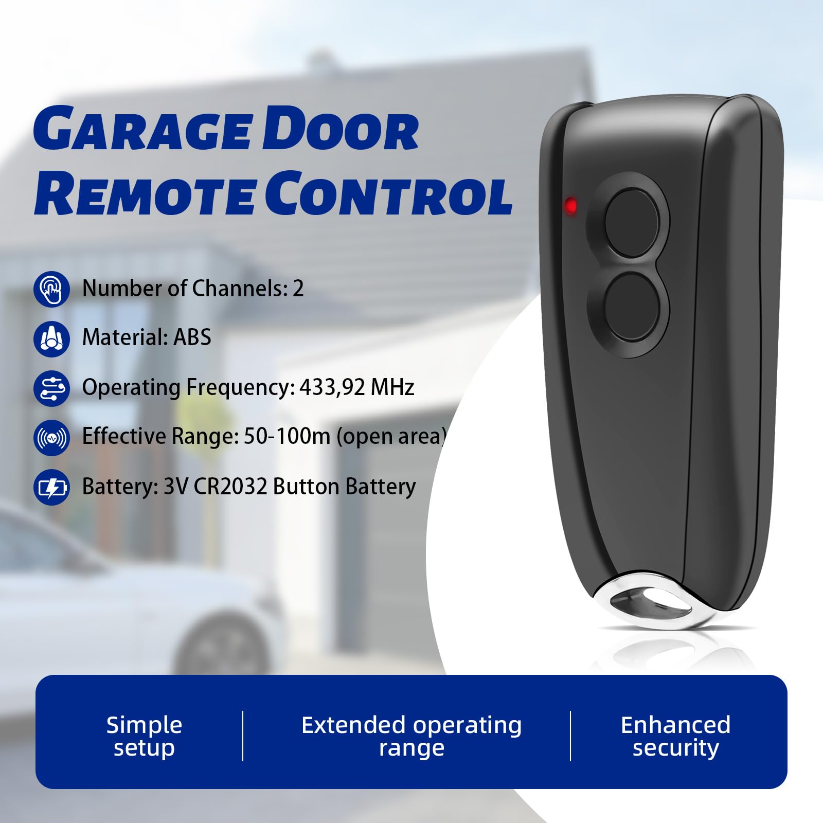 3PCS Télécommande Portail Garage pour EcōStαr RSC2-433 RSE2-433 RSZ1-433 pour Hōrmαnn Ecōstαr Liftronic/TUBAUTO EuroPro 500/700/800 Portronic D2500/D5000/S4000 Opérateur