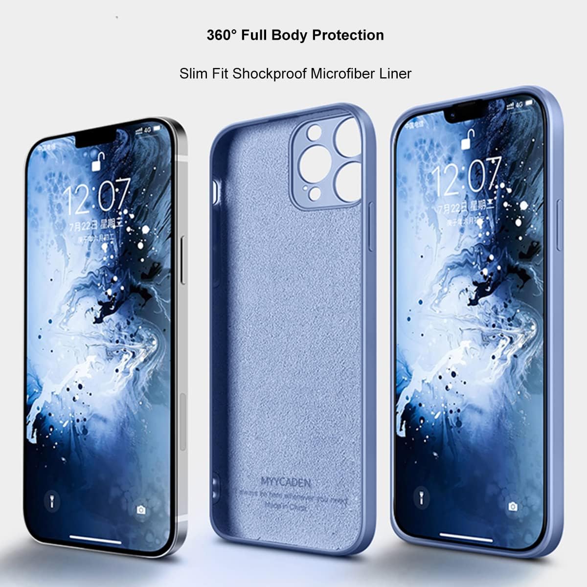 Ultra Slim Soft Liquid Silicone Case Compatible with iPhone 12 Pro 6.1", Comfortable Grip Anti Scratch Gel Rubber with Microfiber Lining Shockproof Full Body Cover Drop Protection Case, Lavender Gray