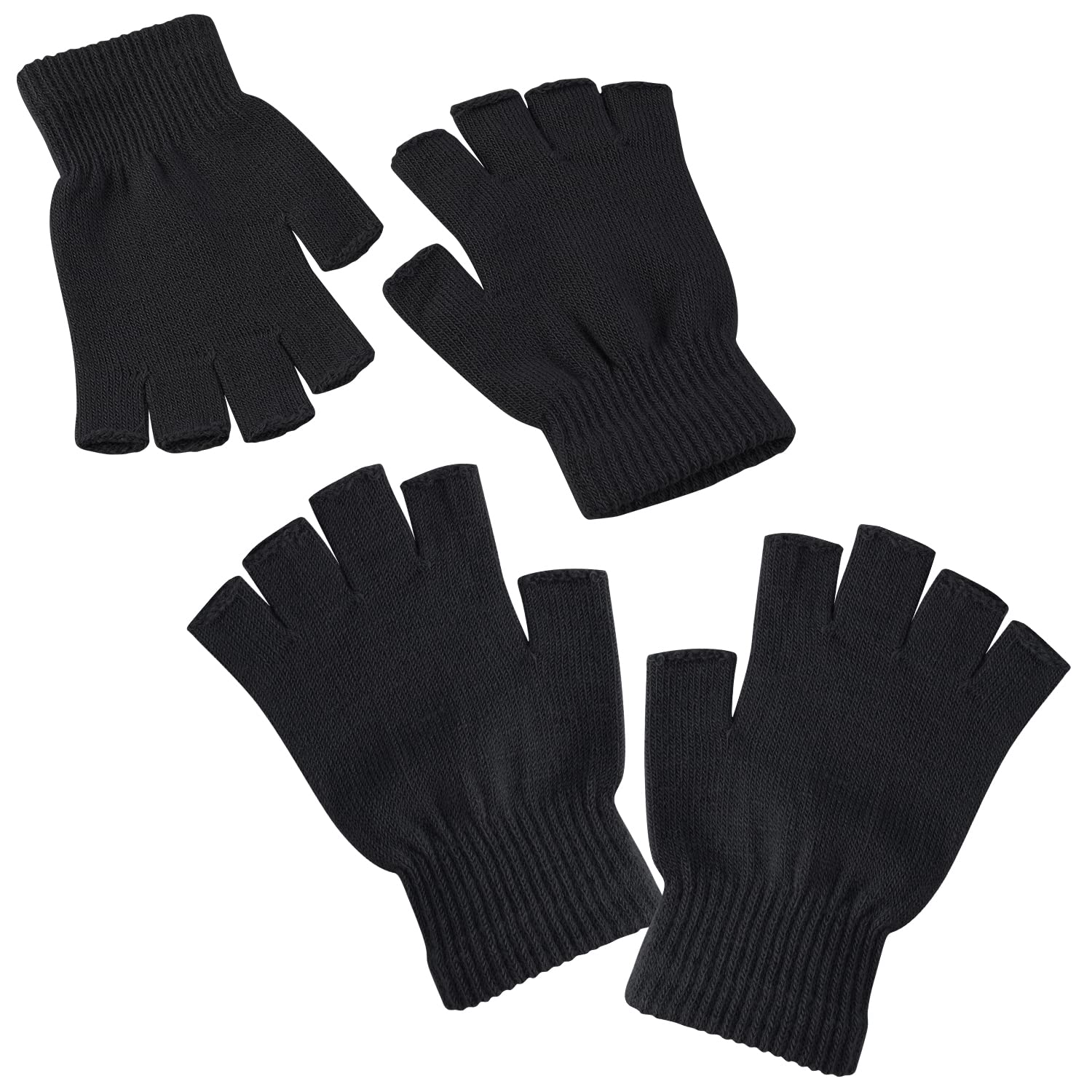 5 Paires Gants Sans Doigts D'Hiver Gants Demi-Doigts Chauds Mitaines En