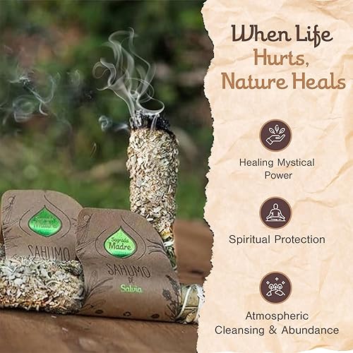 Miniatura 4 de Sagrada Madre Sahumo Premium Smudge 100% sostenible. 100% natural. Hecho a mano. Vegano. Eco. Duración de 2 horas. 1 unidad. (Mirra Palo Santo)