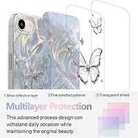Vista 581 de I-MGAE-IN-AR - Funda diseñada para iPhone 12 y 12 Pro, diseño de mariposa plateada brillante, funda protectora de poliuretano termoplástico, suave