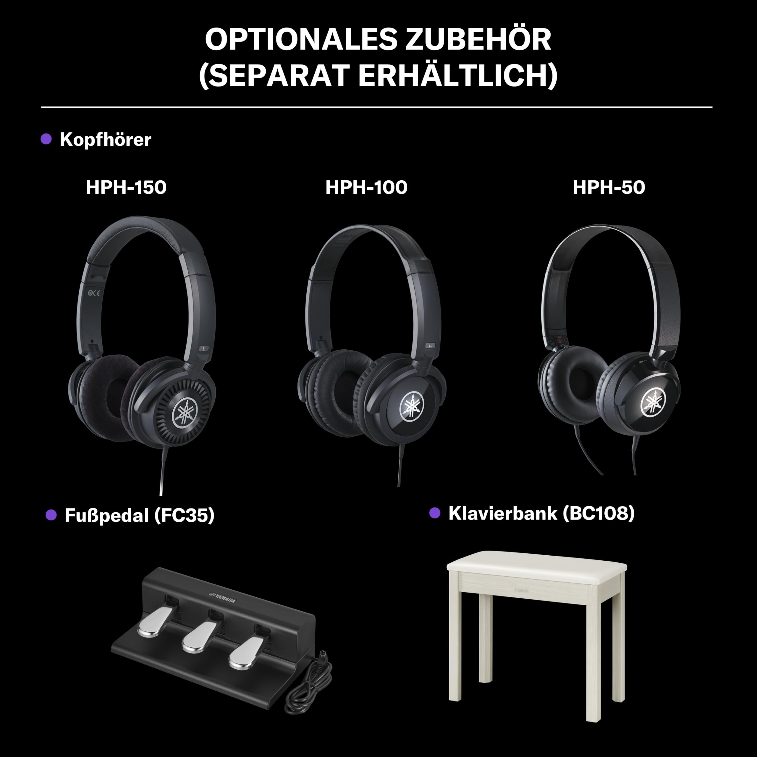 YAMAHA YDP-S36 Digitalpiano – 88 Gewichtete GHS-Tasten, CFX Concert Grand Sound, Schlankes Design, Bluetooth, 3 Pedale, Ideal für Zuhause & Anfänger – Weißbirke