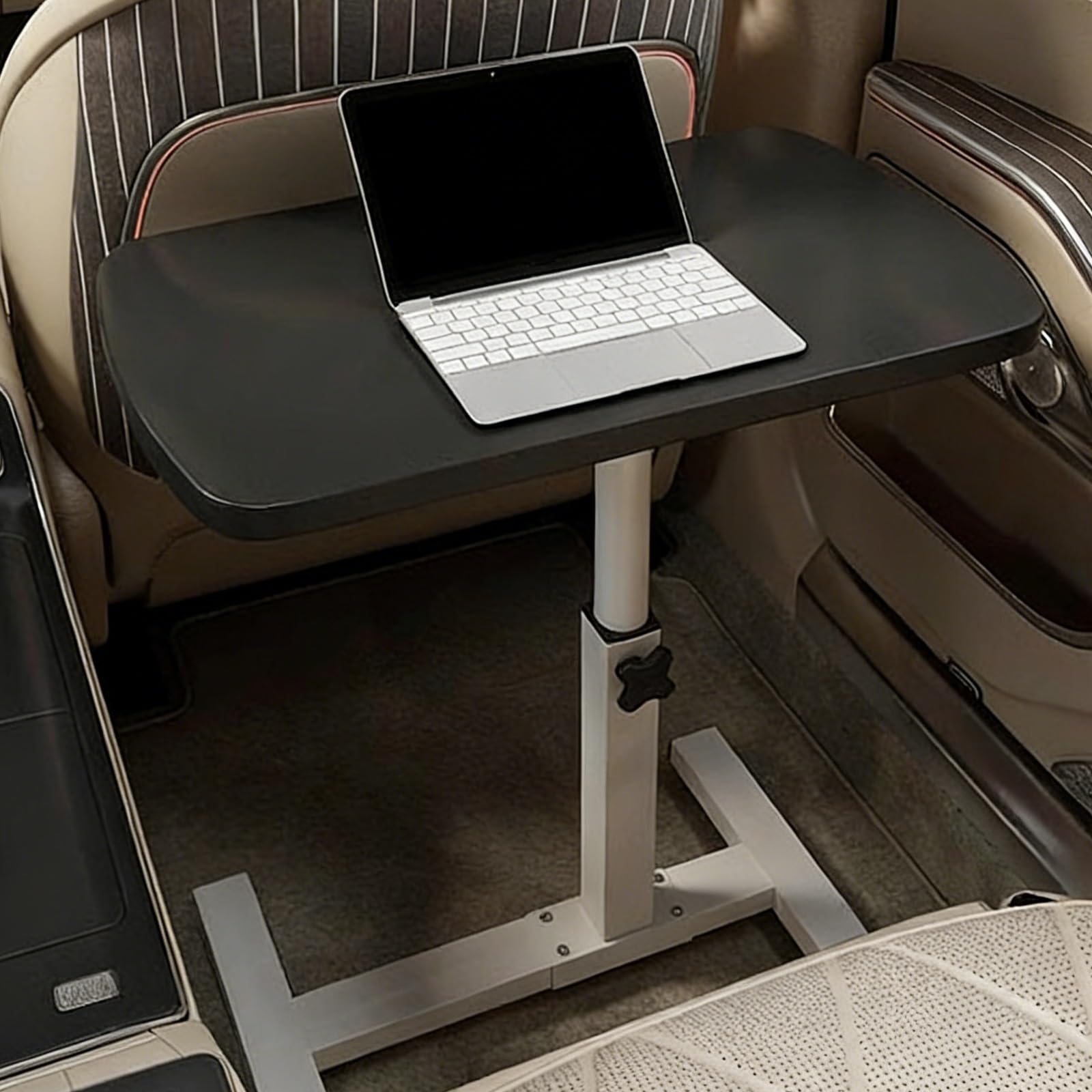 Table Camping Car Pliable à 90°, Table de Repas Pliable, Hauteur Réglable, Coins Arrondis, Bureau pour Caravanes, Fourgons Aménagés(Black,48x24cm/18.9x9.4in)